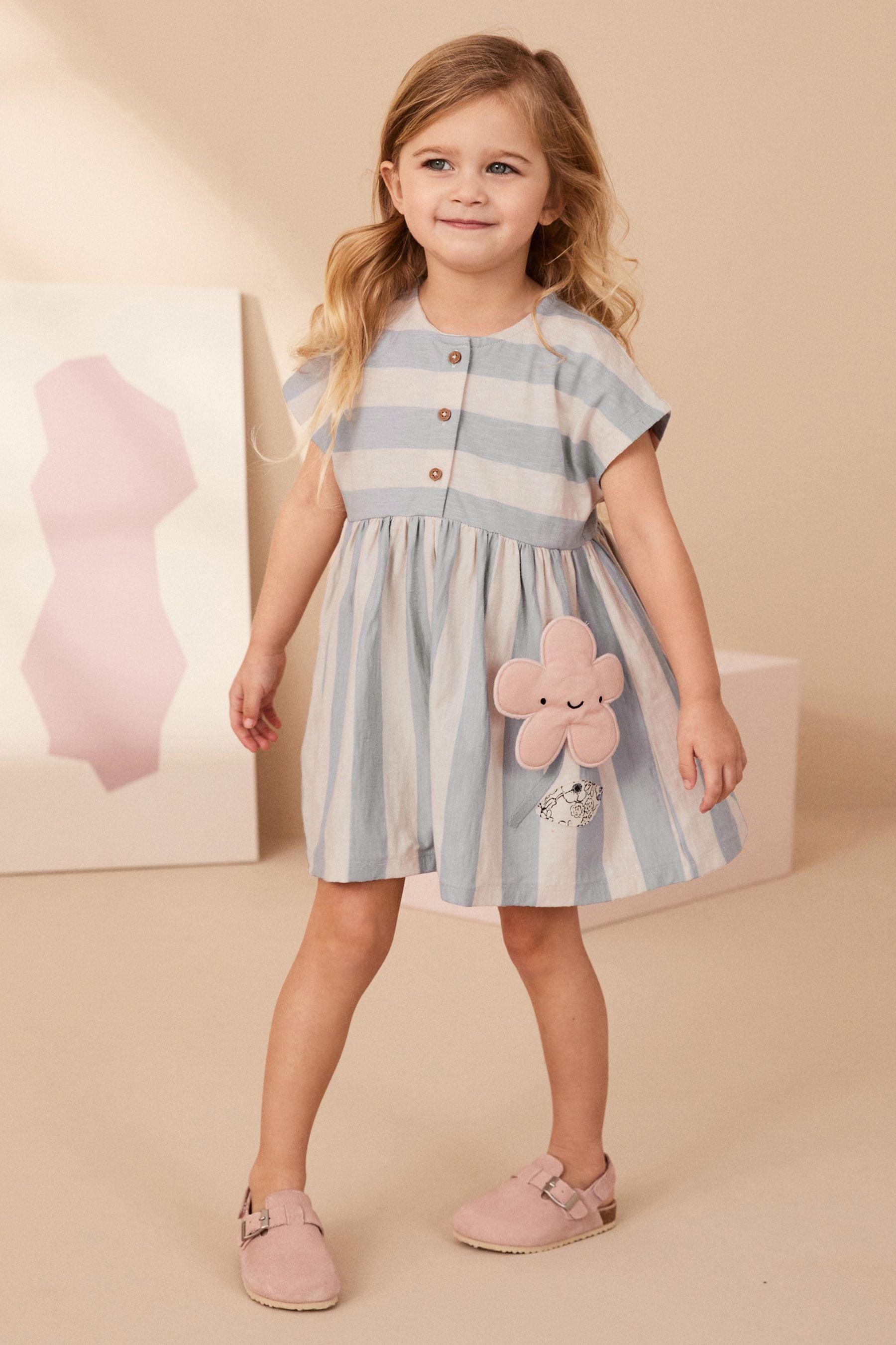 Blue Short Sleeve Jersey Dress (3mths-7yrs)