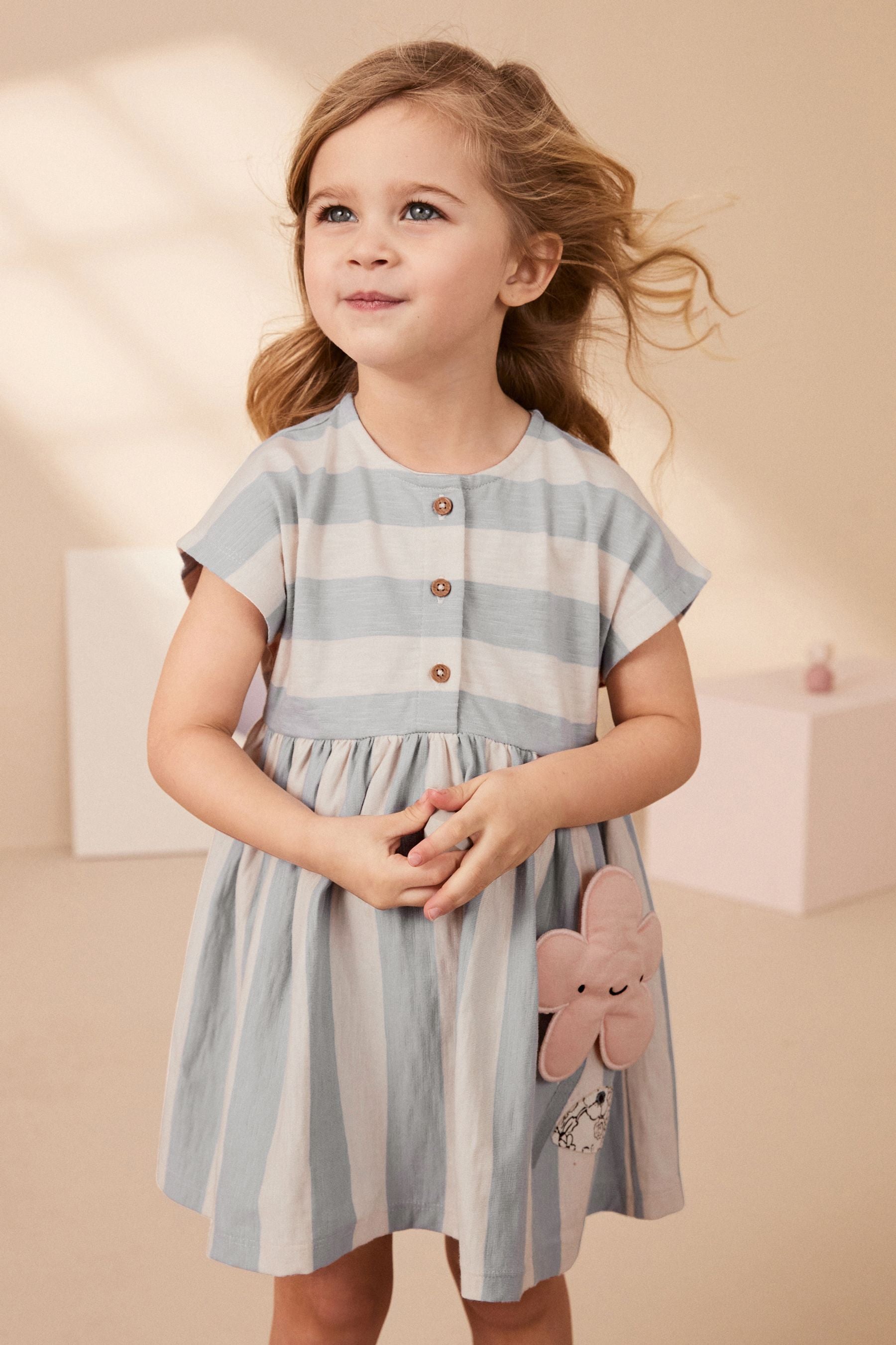 Blue Short Sleeve Jersey Dress (3mths-7yrs)