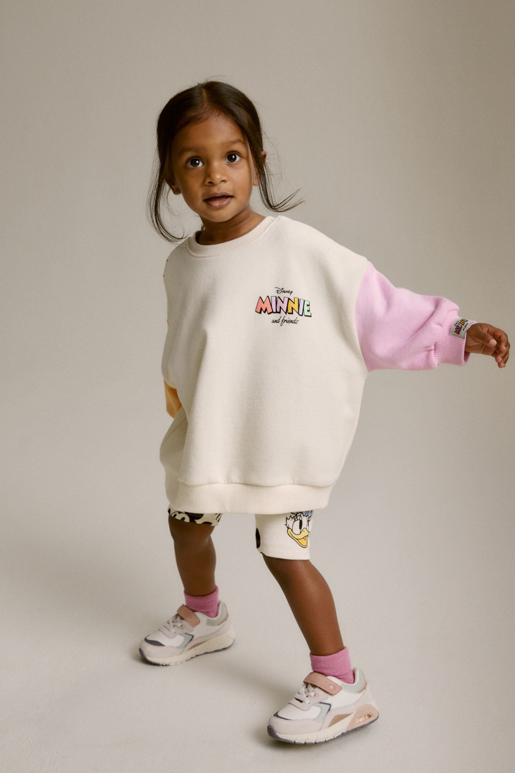 Cream Minnie Crew Sweatshirt and Shorts Set (3mths-7yrs)