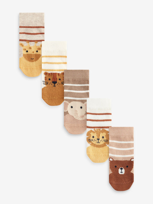 Brown/Cream Baby Socks 5 Pack (0mths-2yrs)