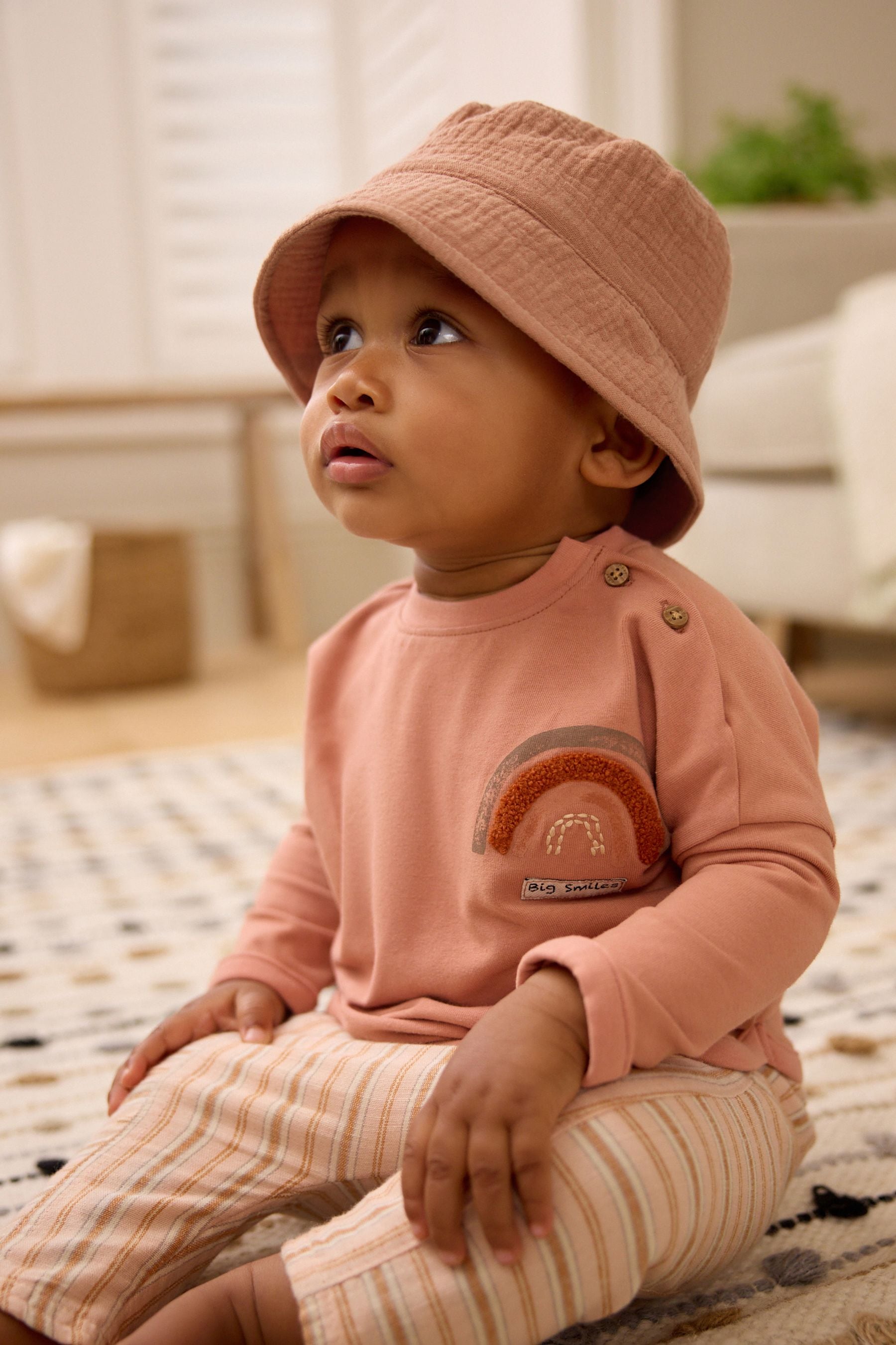 Tan Brown crinkle Bucket Baby Hat