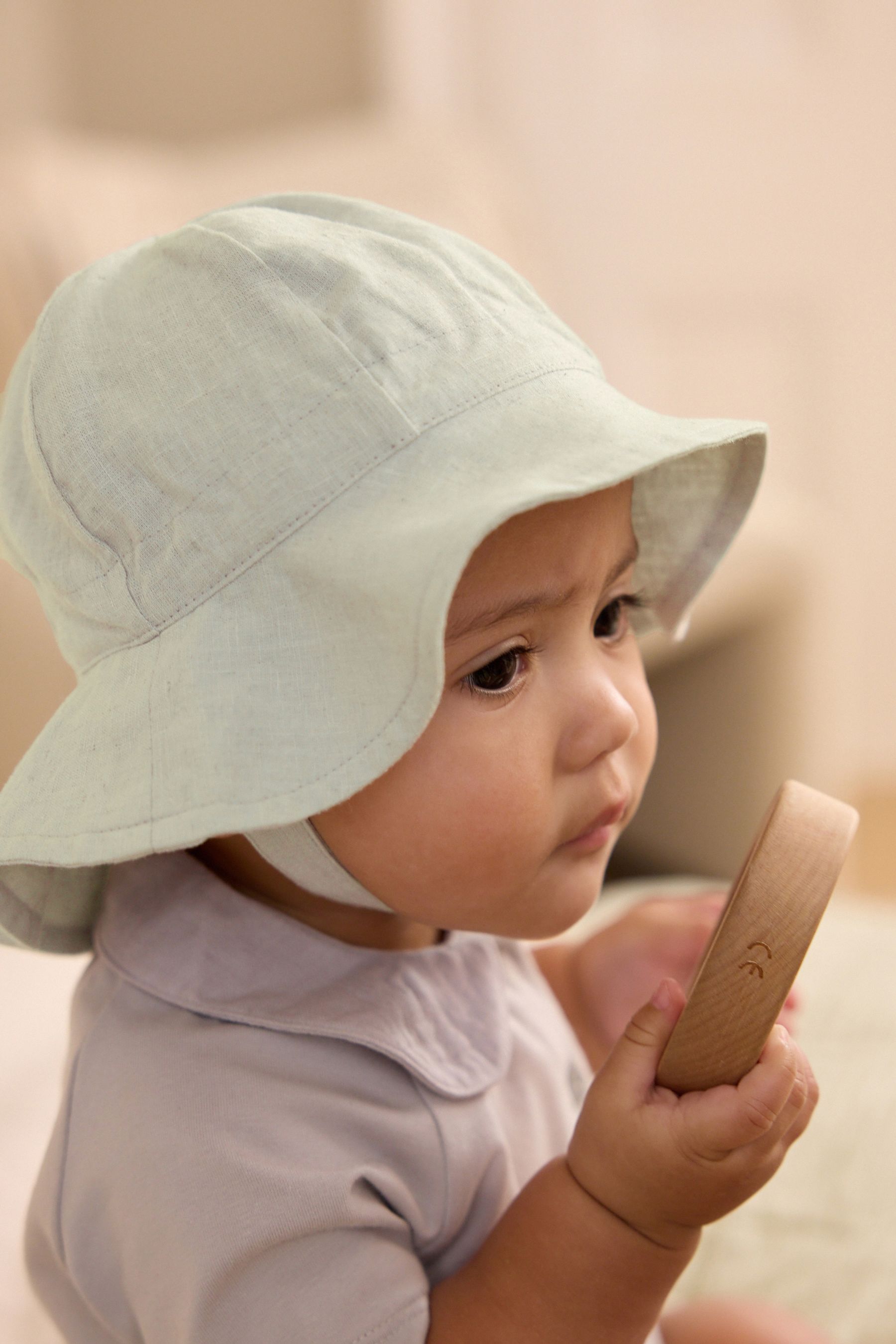 Sage Green Wide Brim Baby Sun Hat (0mths-2yrs)