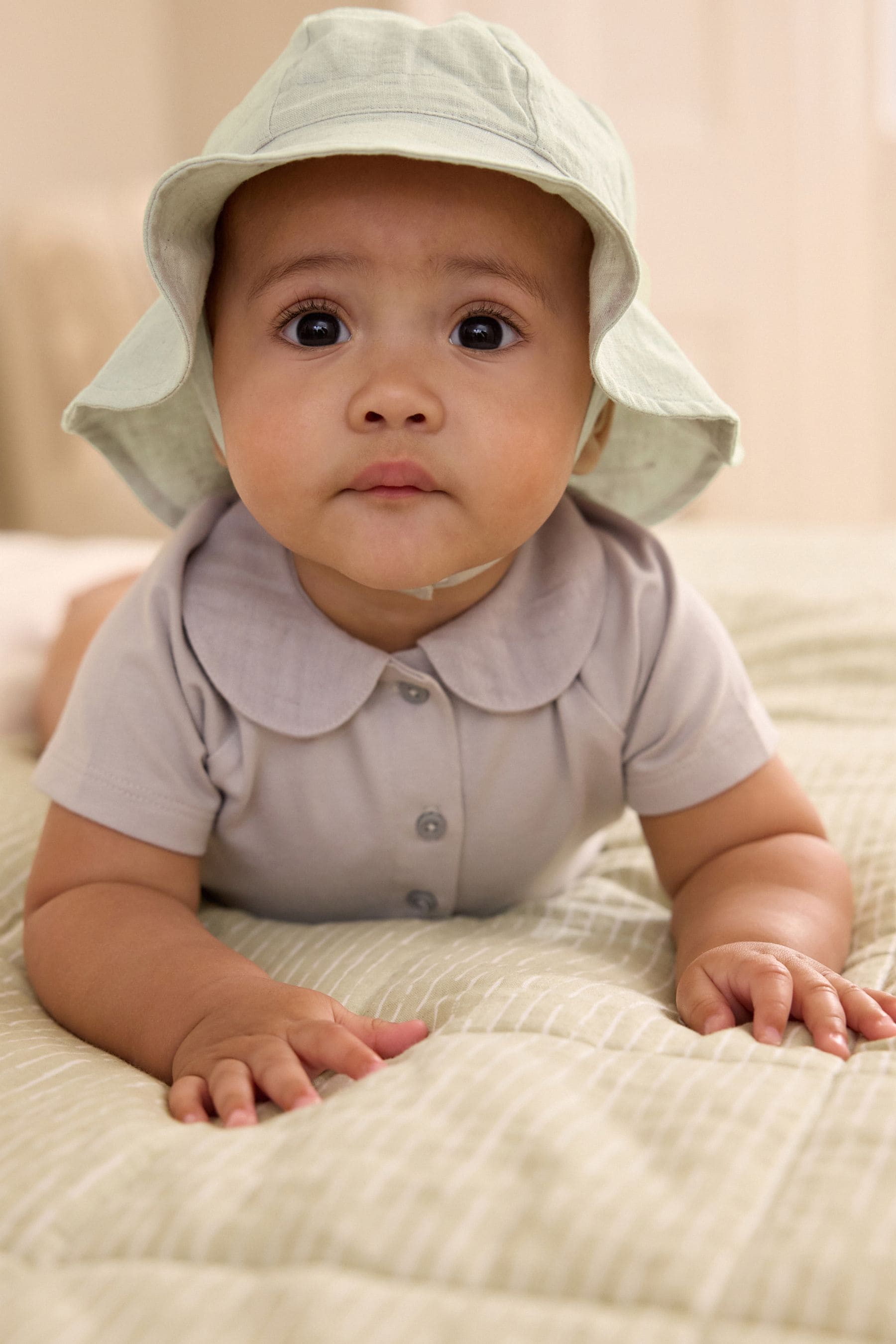 Sage Green Wide Brim Baby Sun Hat (0mths-2yrs)