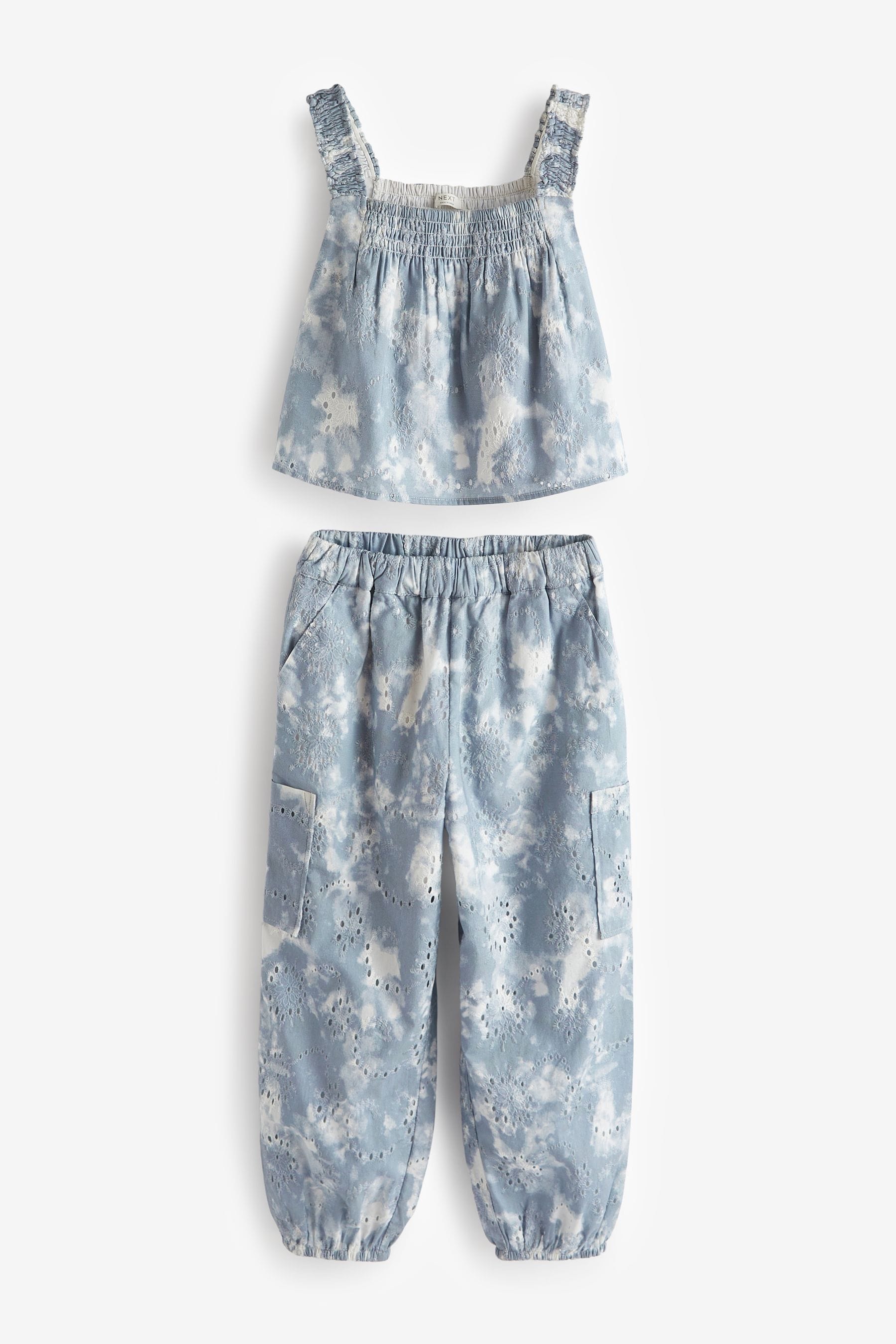 Blue Broderie Co-ord Top and Joggers Set (3-16yrs)