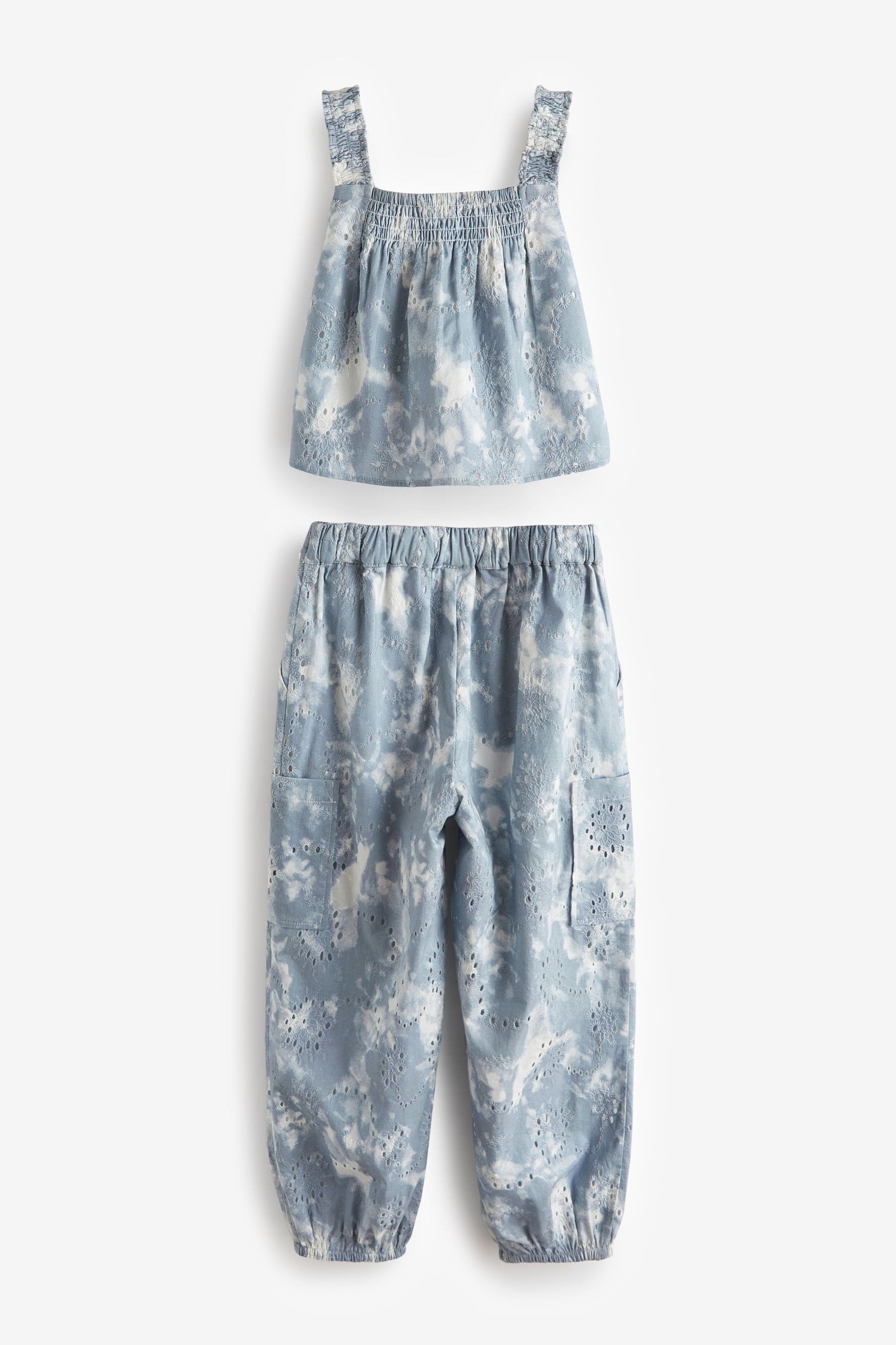 Blue Broderie Co-ord Top and Joggers Set (3-16yrs)