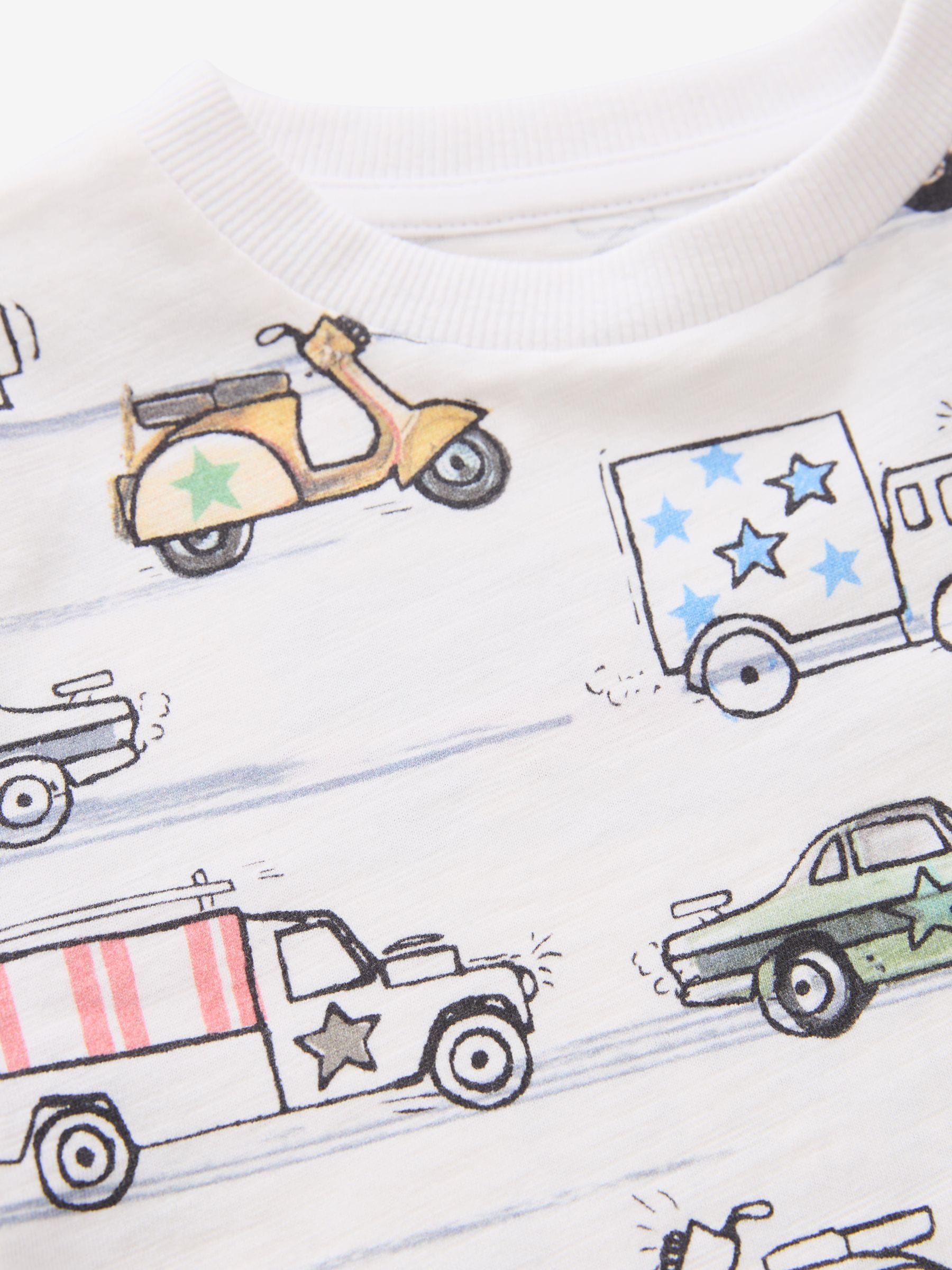 White Transport All-Over Print 100% Cotton Short Sleeve T-Shirt (3mths-7yrs)