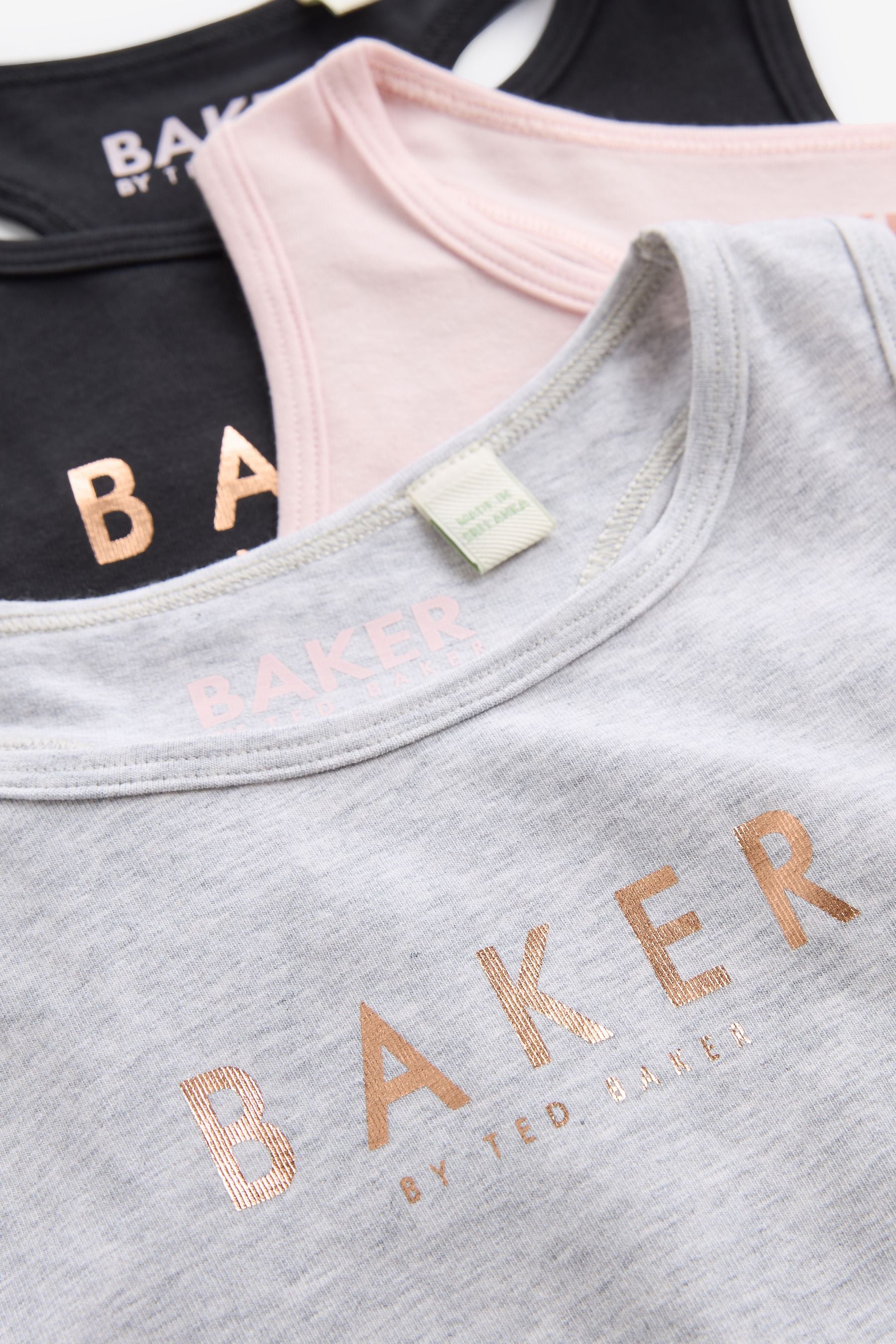 Black/Grey/Pink Baker by Ted Baker Crop Top 3 Pack