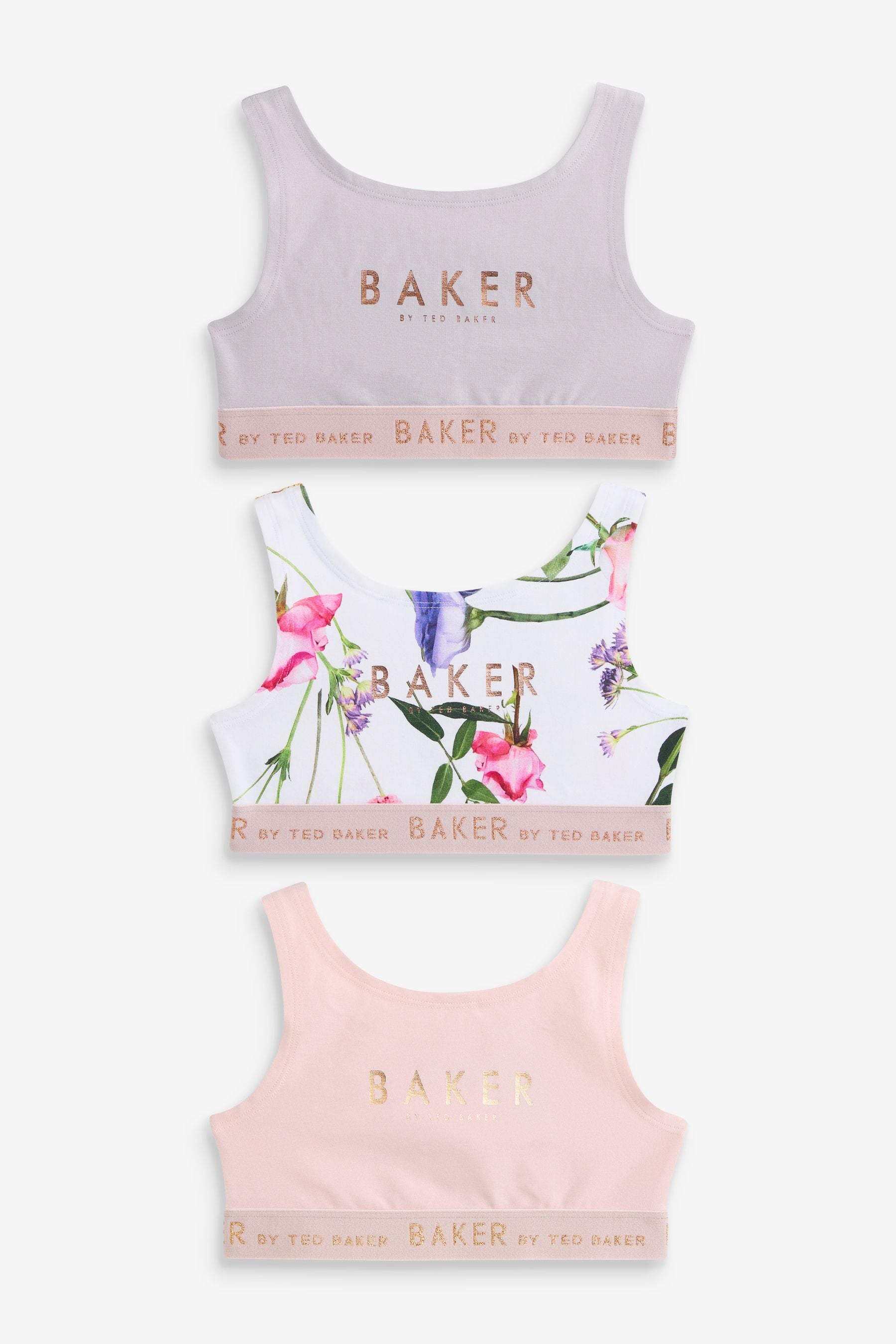 Pink/Lilac/White Baker by Ted Baker Crop Top 3 Pack