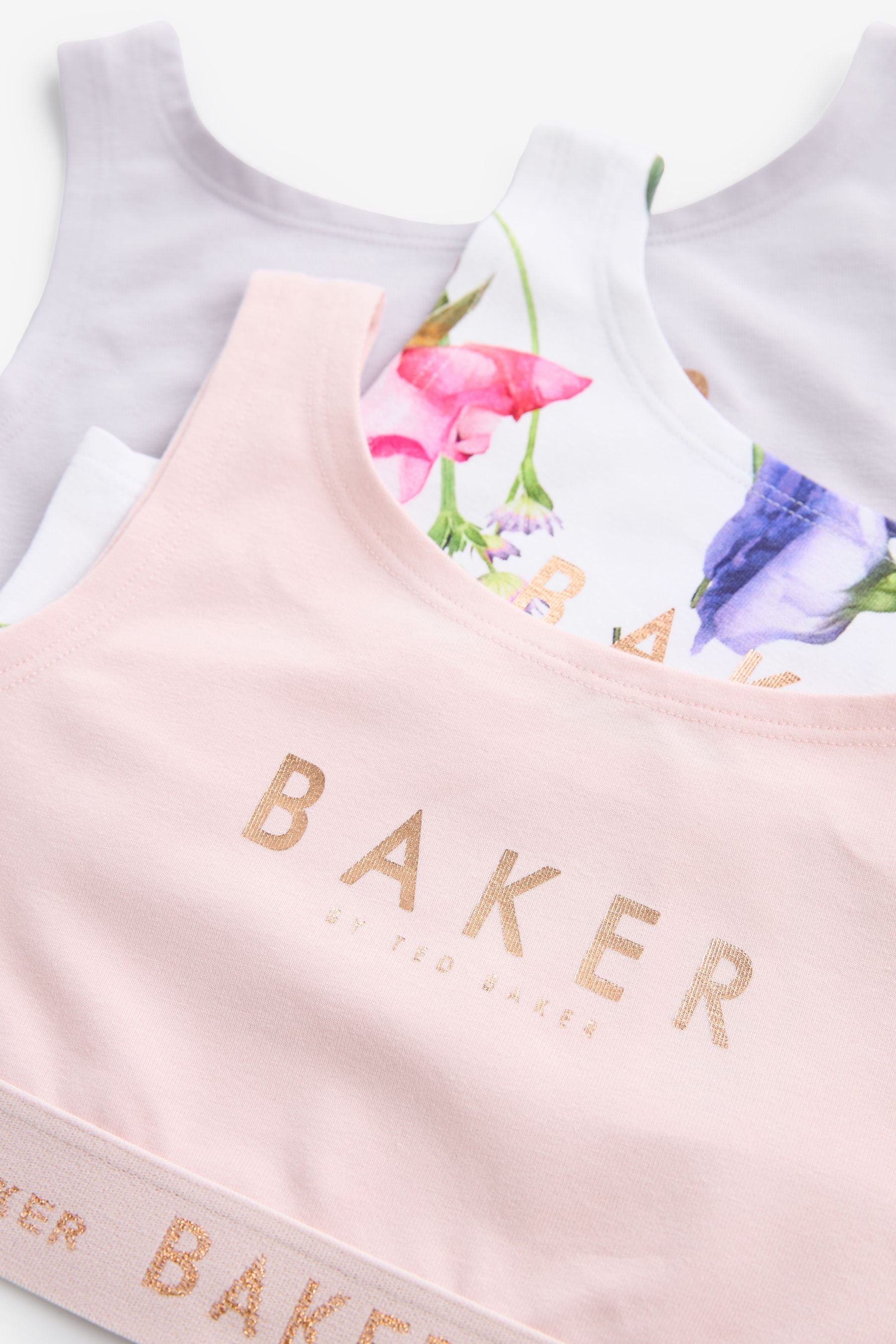 Pink/Lilac/White Baker by Ted Baker Crop Top 3 Pack