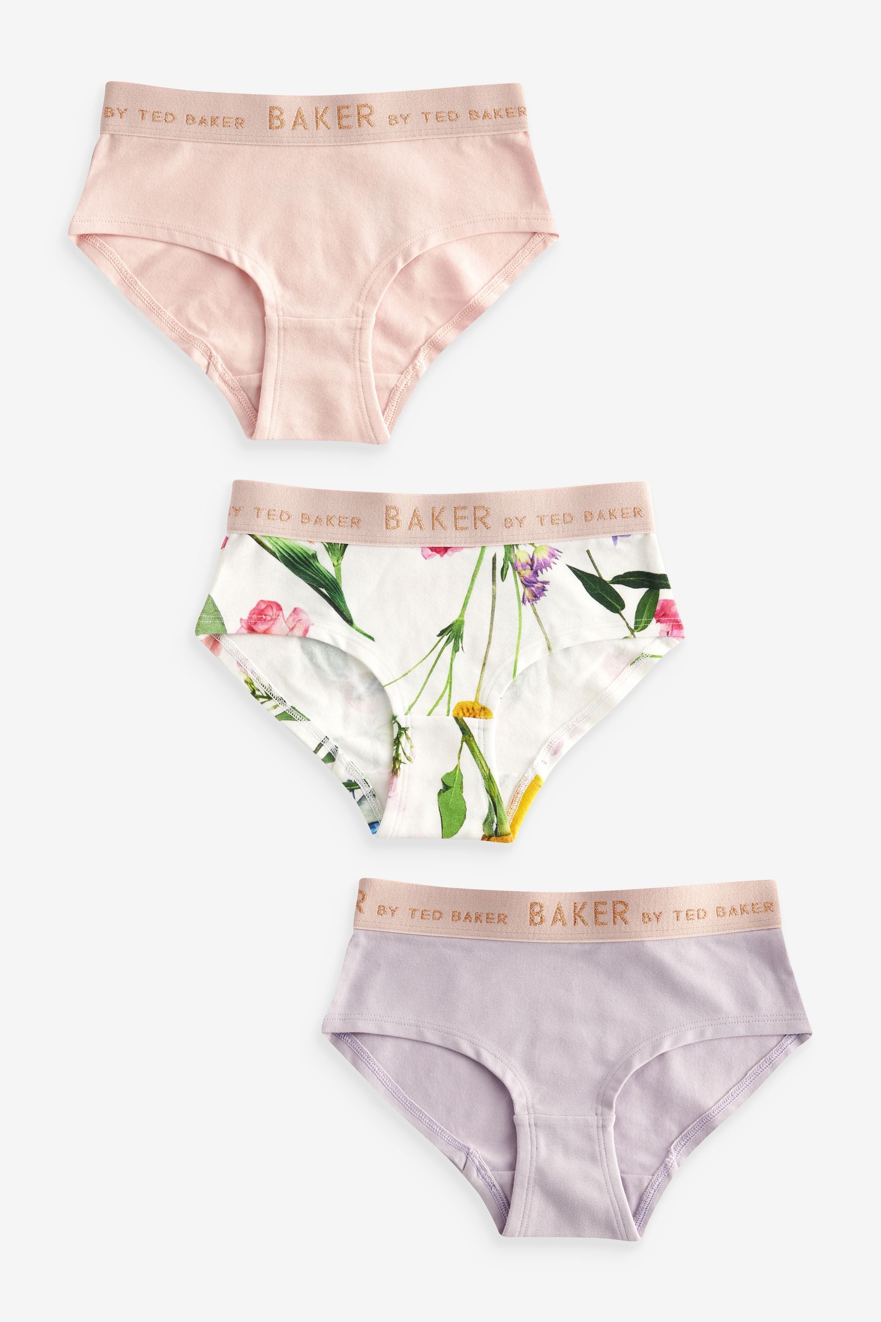 Pink/Lilac/White Baker by Ted Baker Briefs 3 Pack