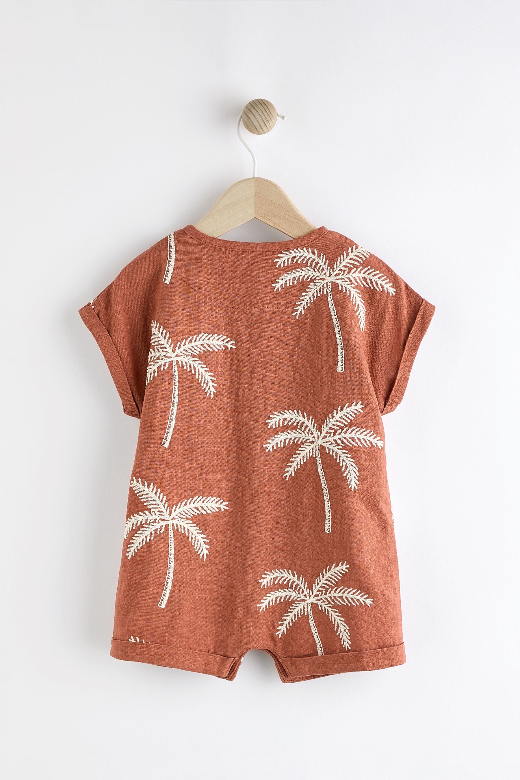 Rust Palm Tree Woven Baby Romper (0mths-2yrs)