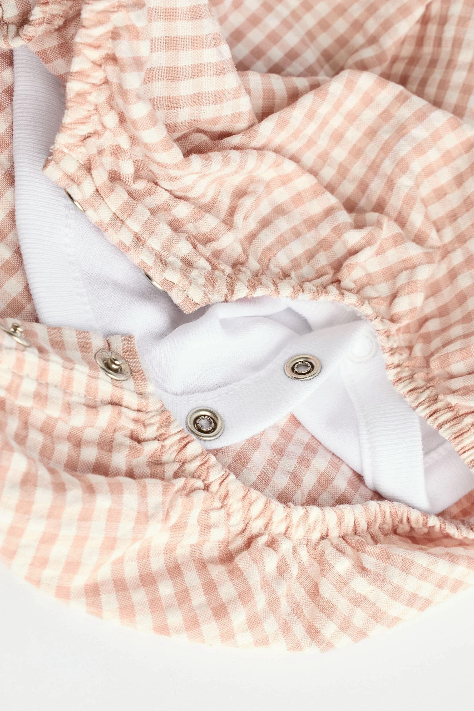 Neutral Gingham Woven Baby Bloomer Dungaree And Bodysuit Set (0mths-2yrs)