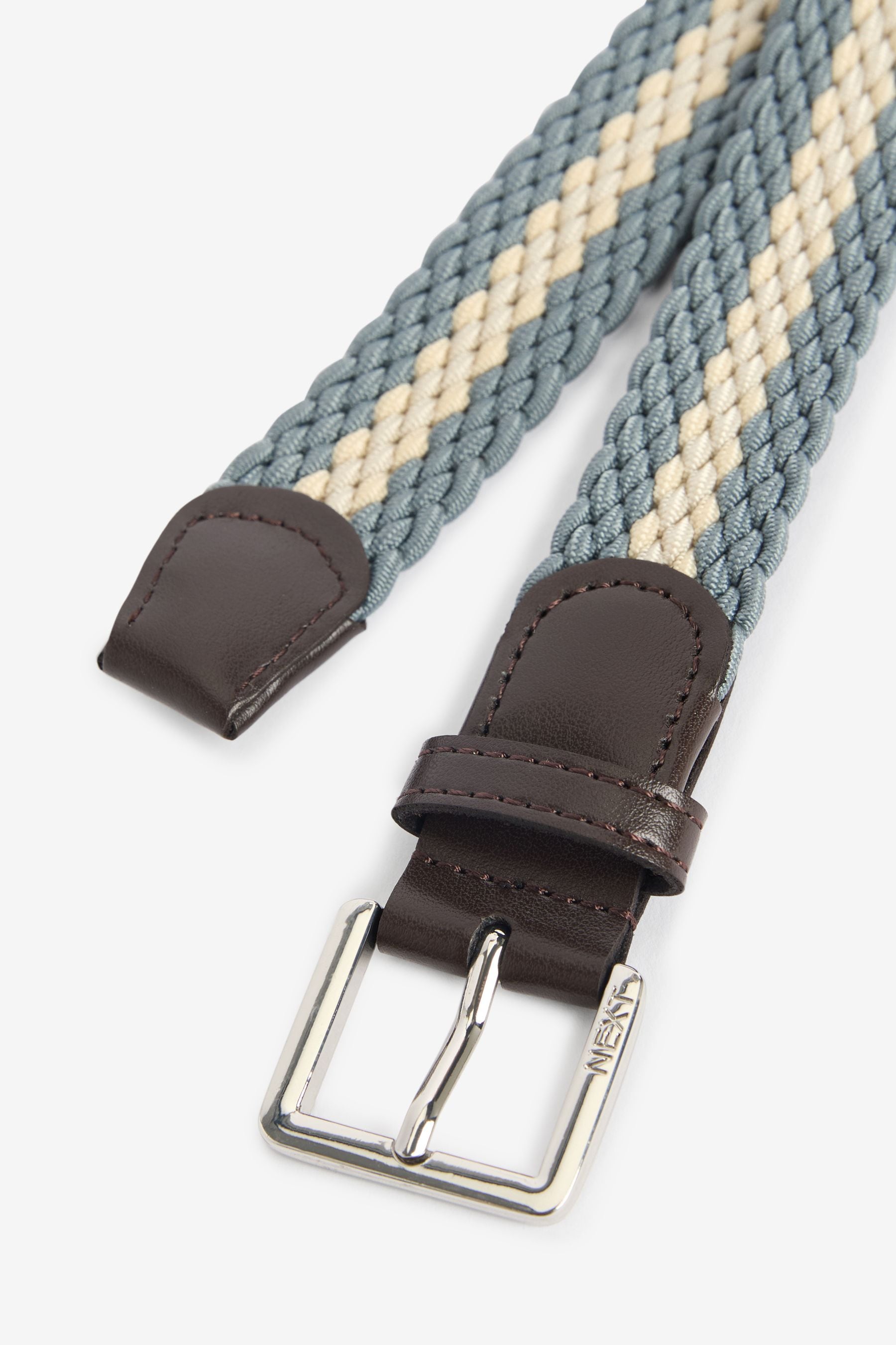 Blue Stripe Woven Plait Belt