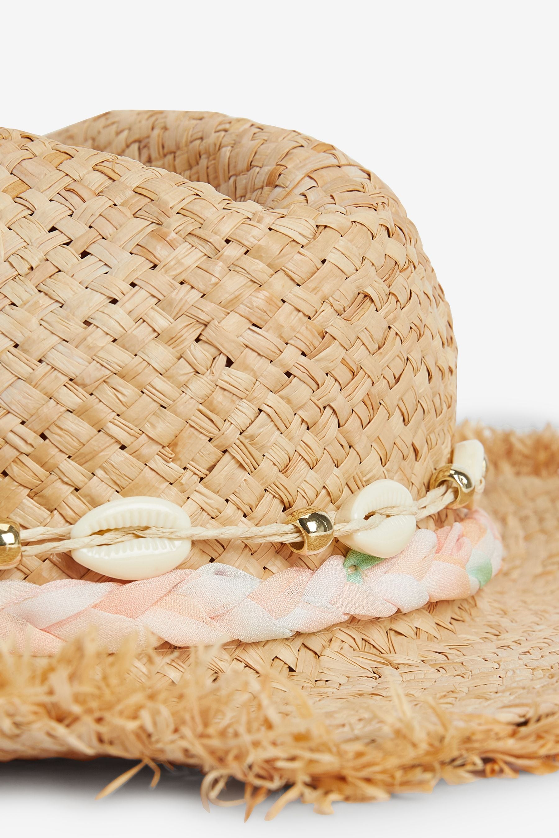 Natural Beaded Wide Brim Hat (3-16yrs)