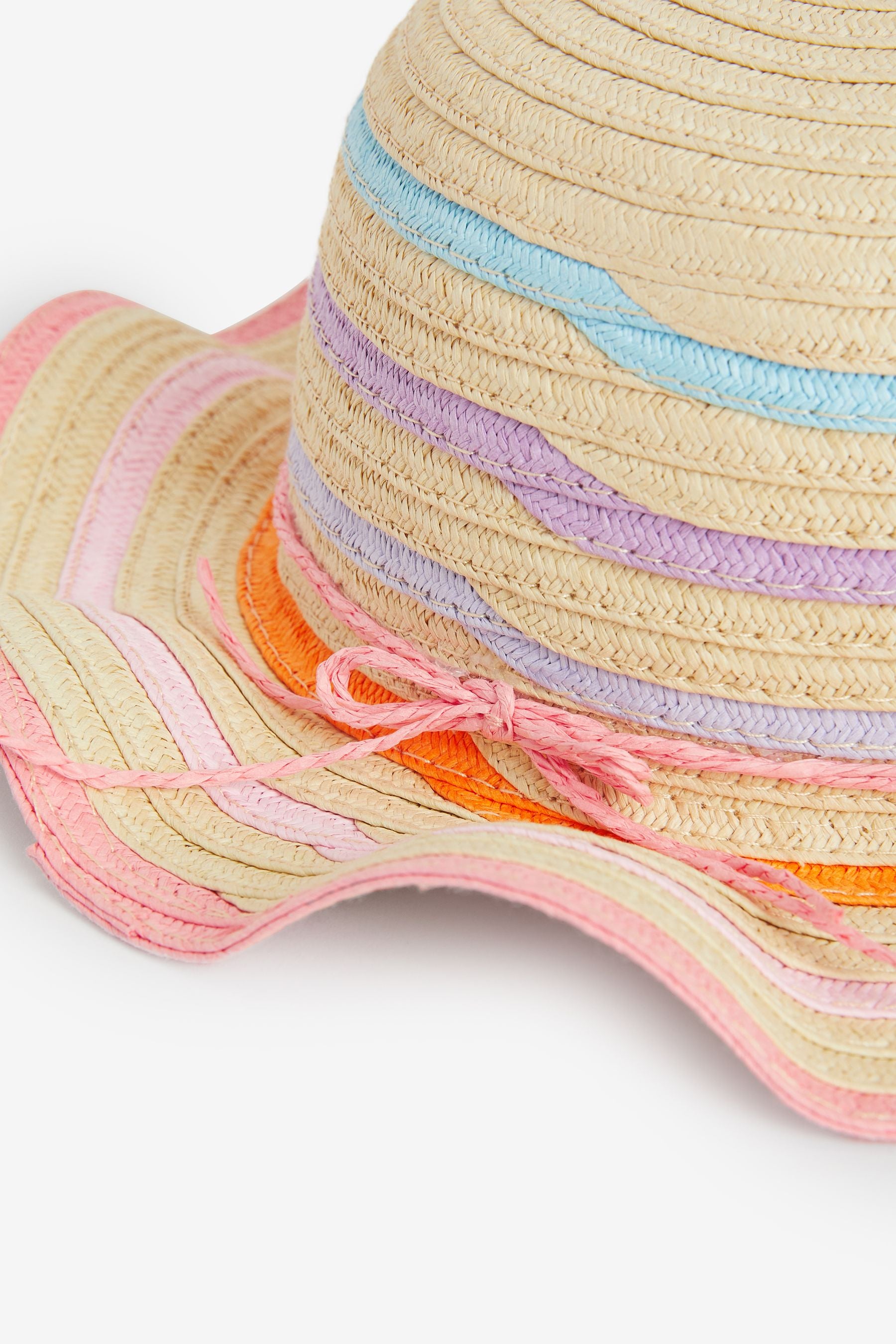 Natural Rainbow Stripe Wide Brim Hat (1-10yrs)