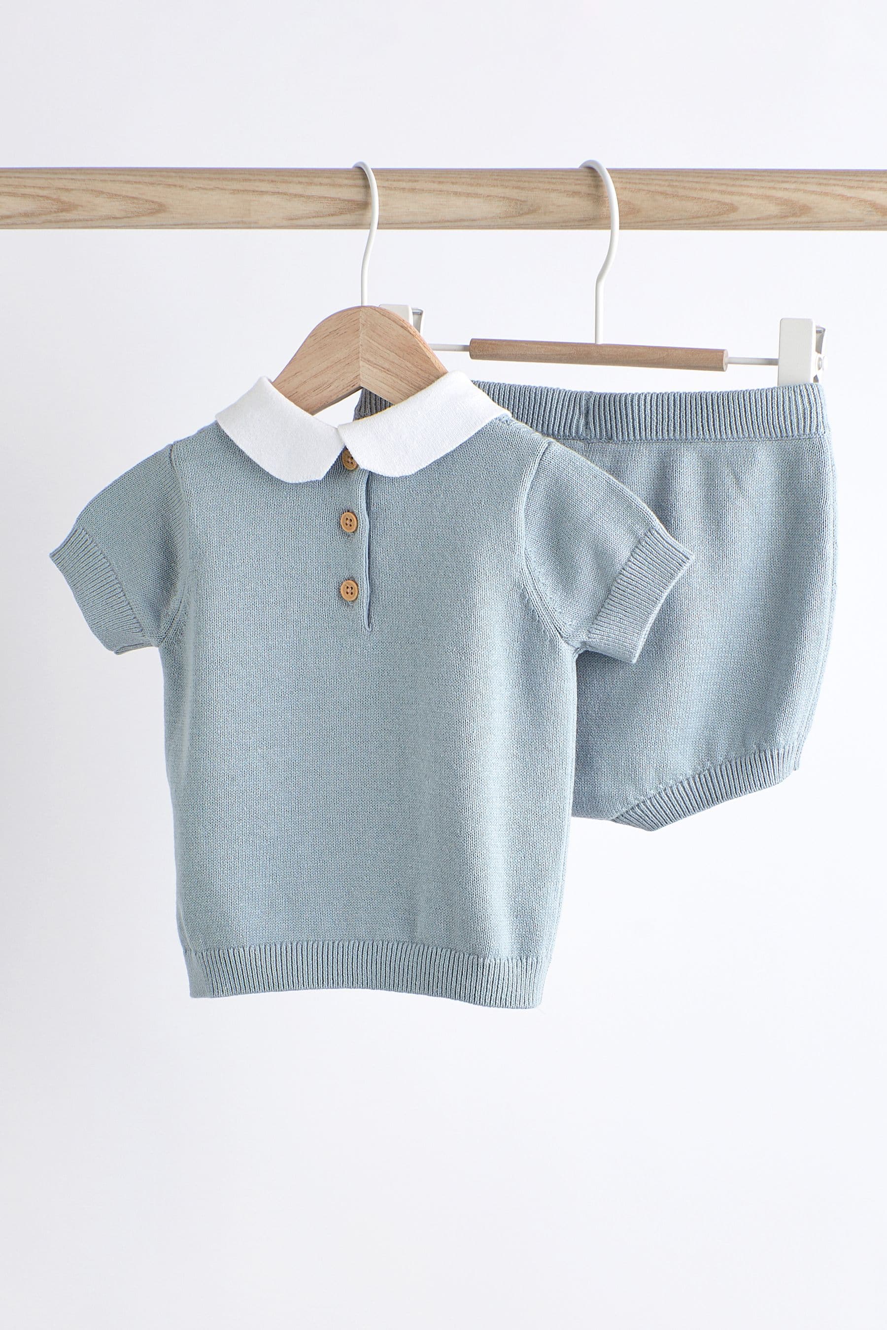 Blue Bear 100% Cotton Knitted Baby Top and Bloomer Short Set (0mths-2yrs)