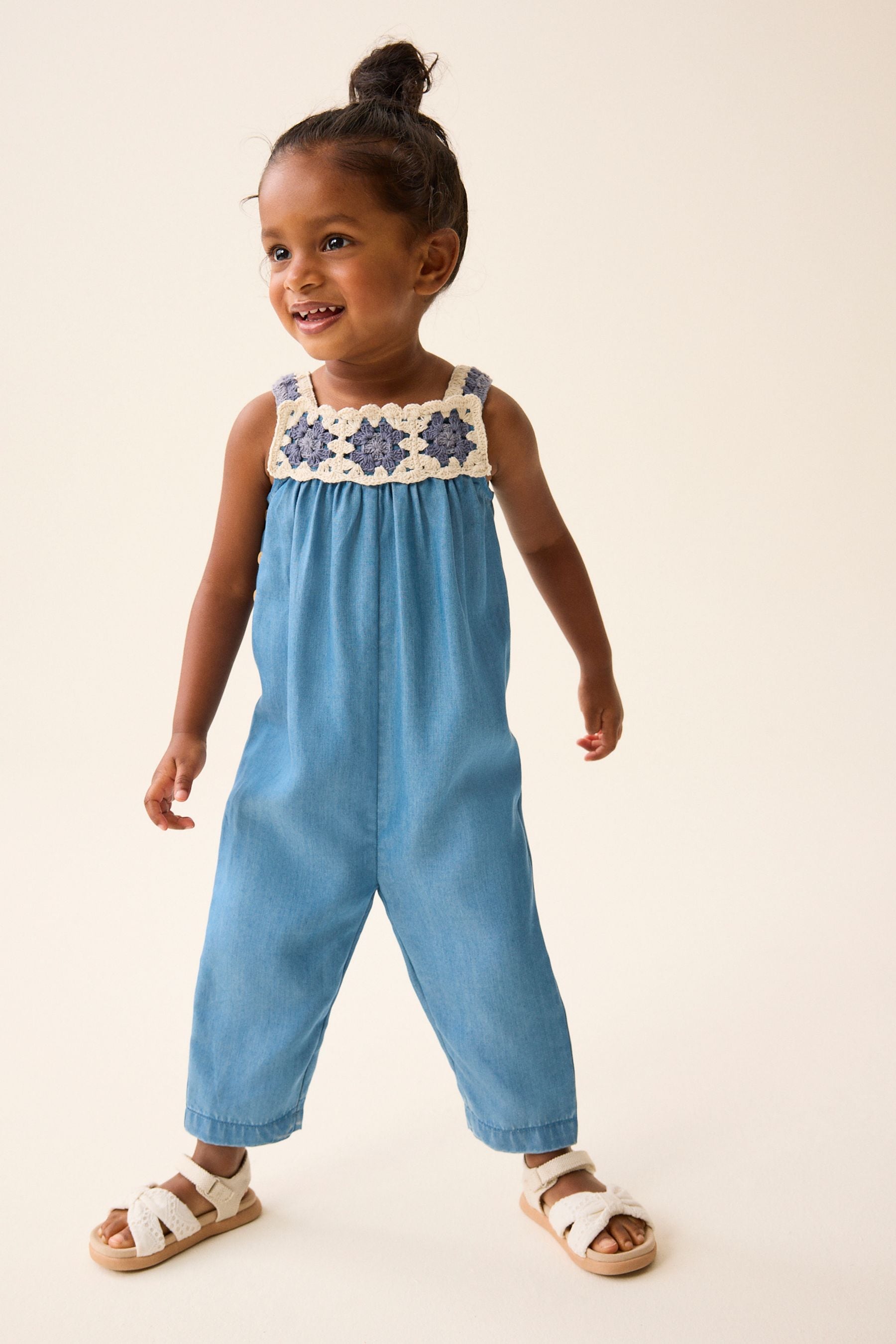 Denim Crochet Playsuit (3mths-7yrs)