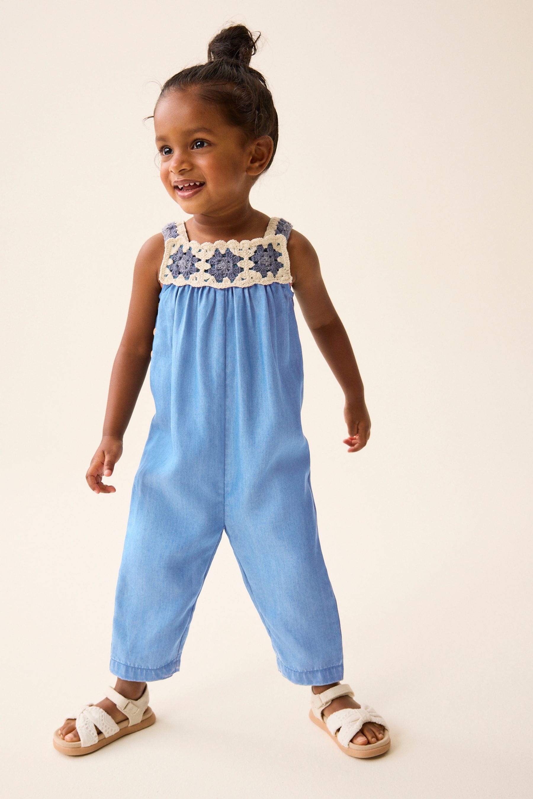 Denim Crochet Playsuit (3mths-7yrs)