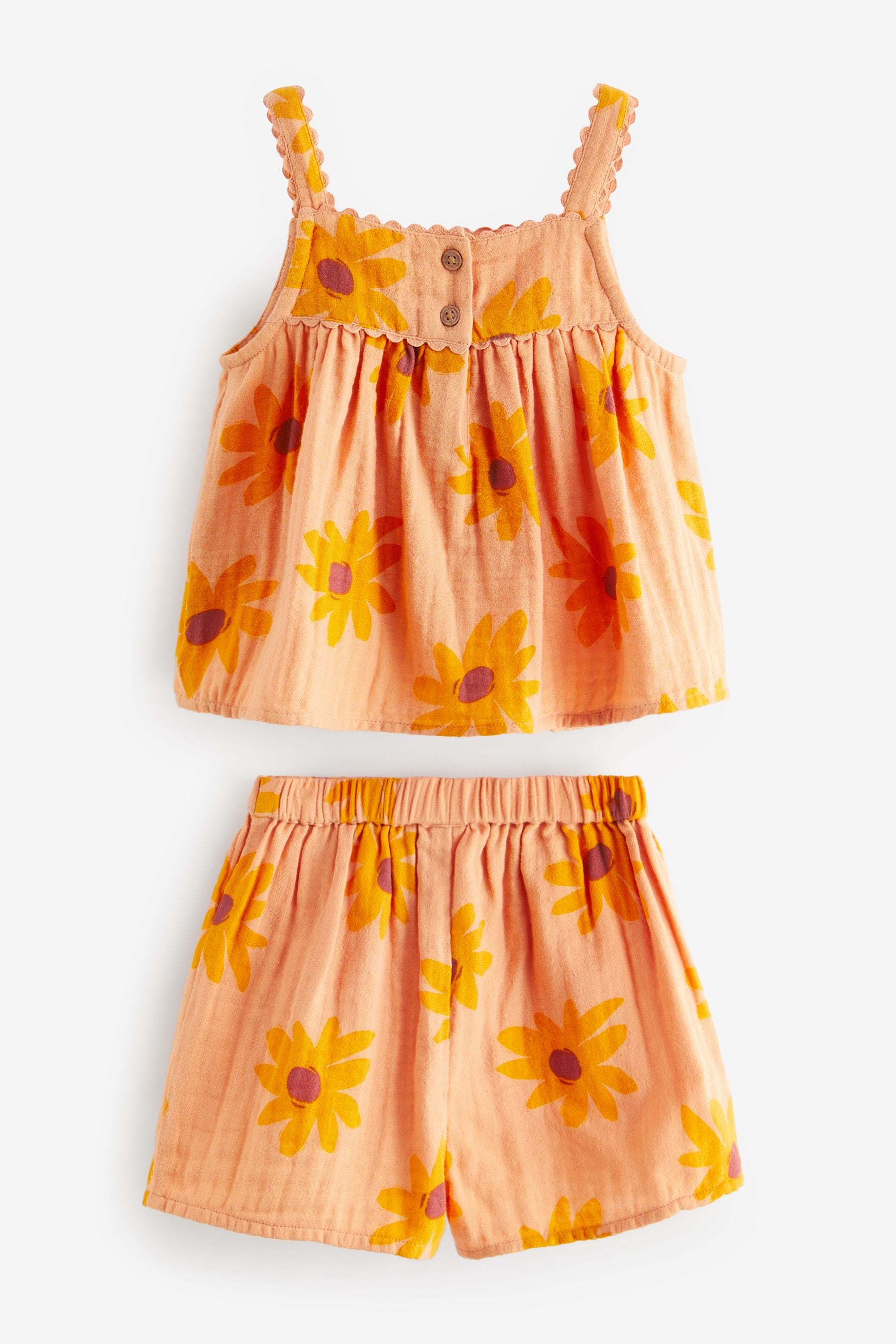 Orange Sunflower Co-Ord 100% Cotton Top and Shorts (3mths-7yrs)