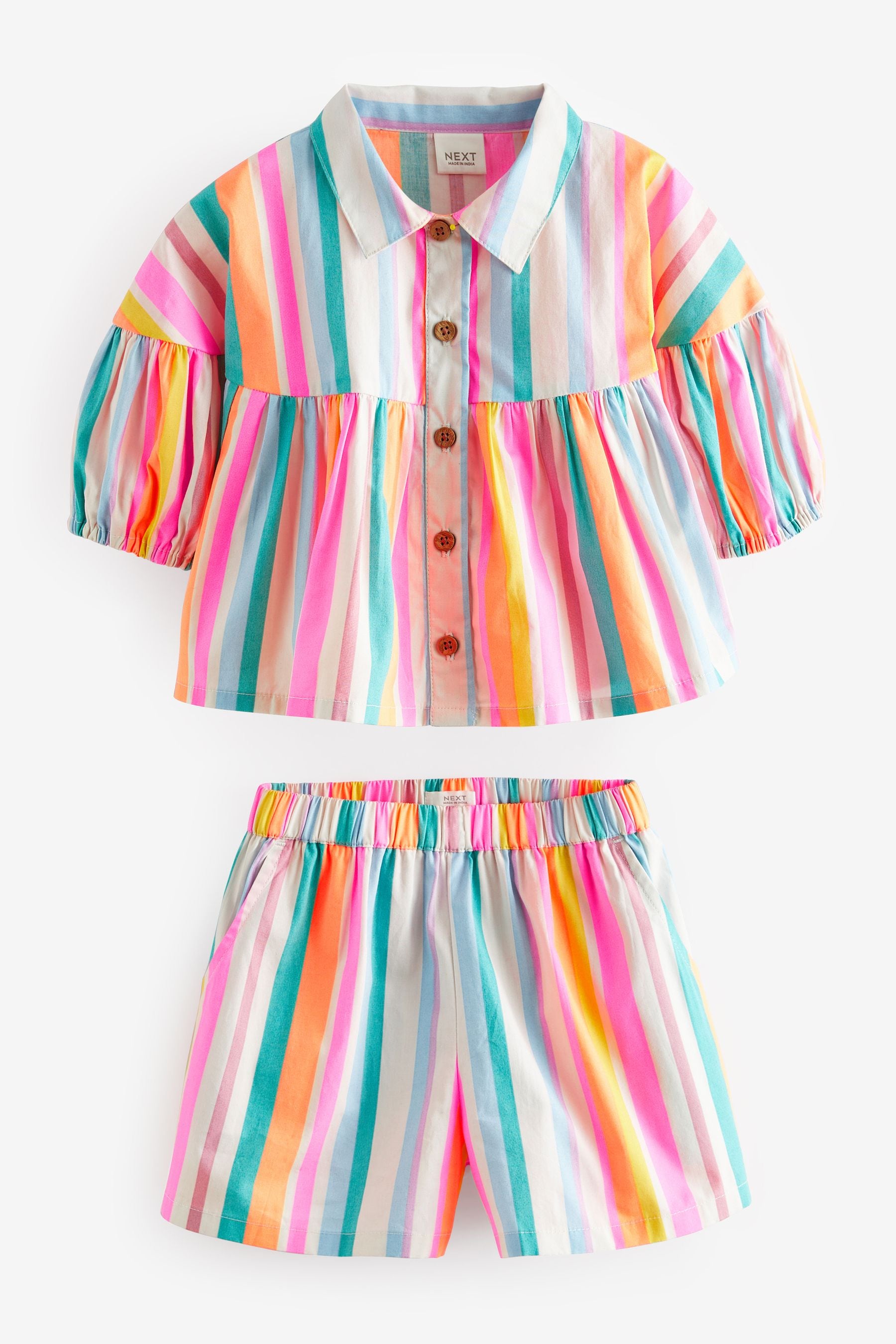 Rainbow Stripe Blouse And Shorts Co-ord Set (3mths-8yrs)