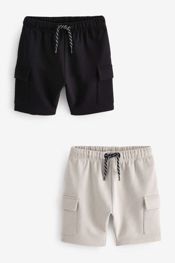 Black 100% Cotton Utility Shorts 2 Pack (3mths-7yrs)