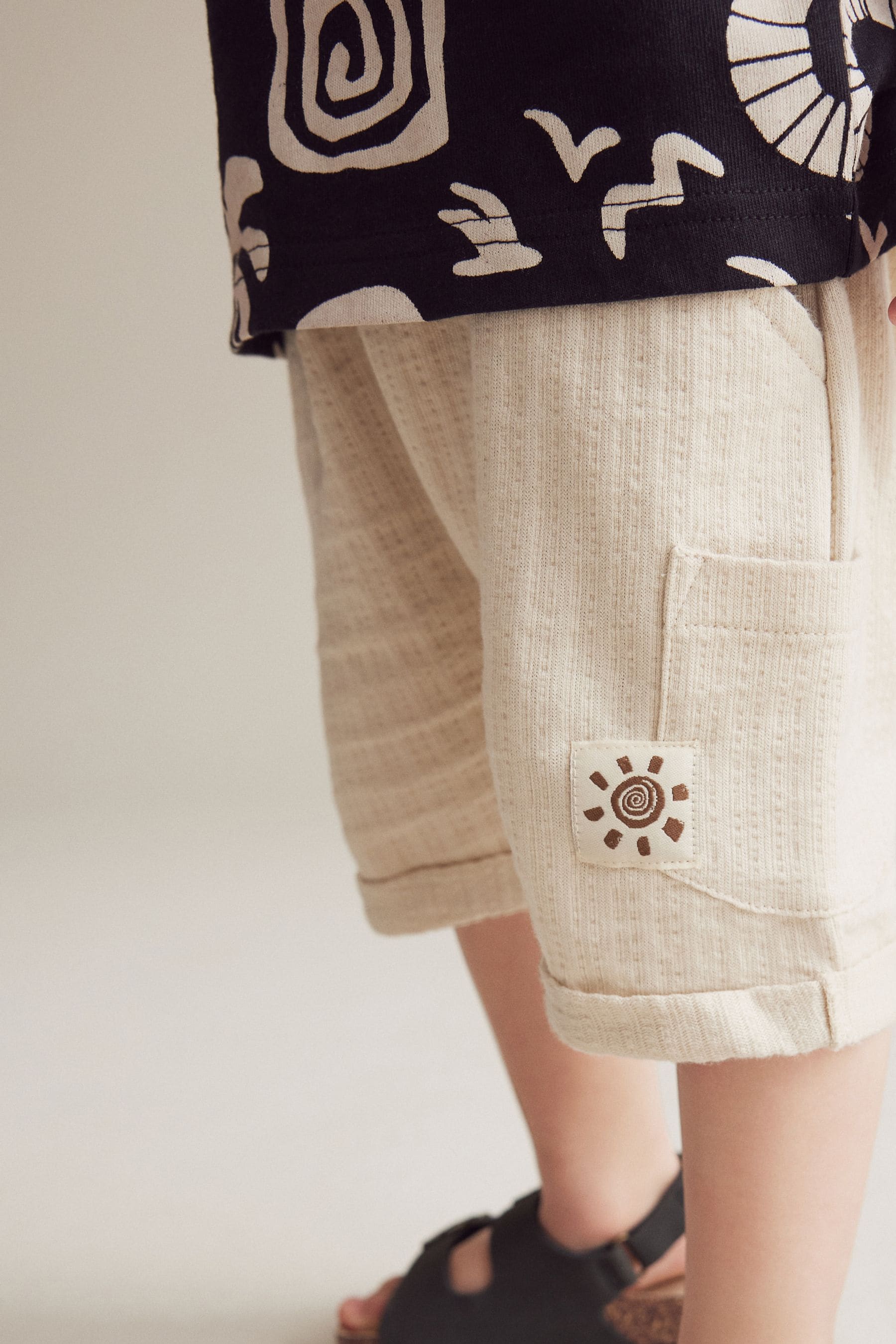 Cream Lightweight Textured Jersey Shorts (3mths-7yrs)