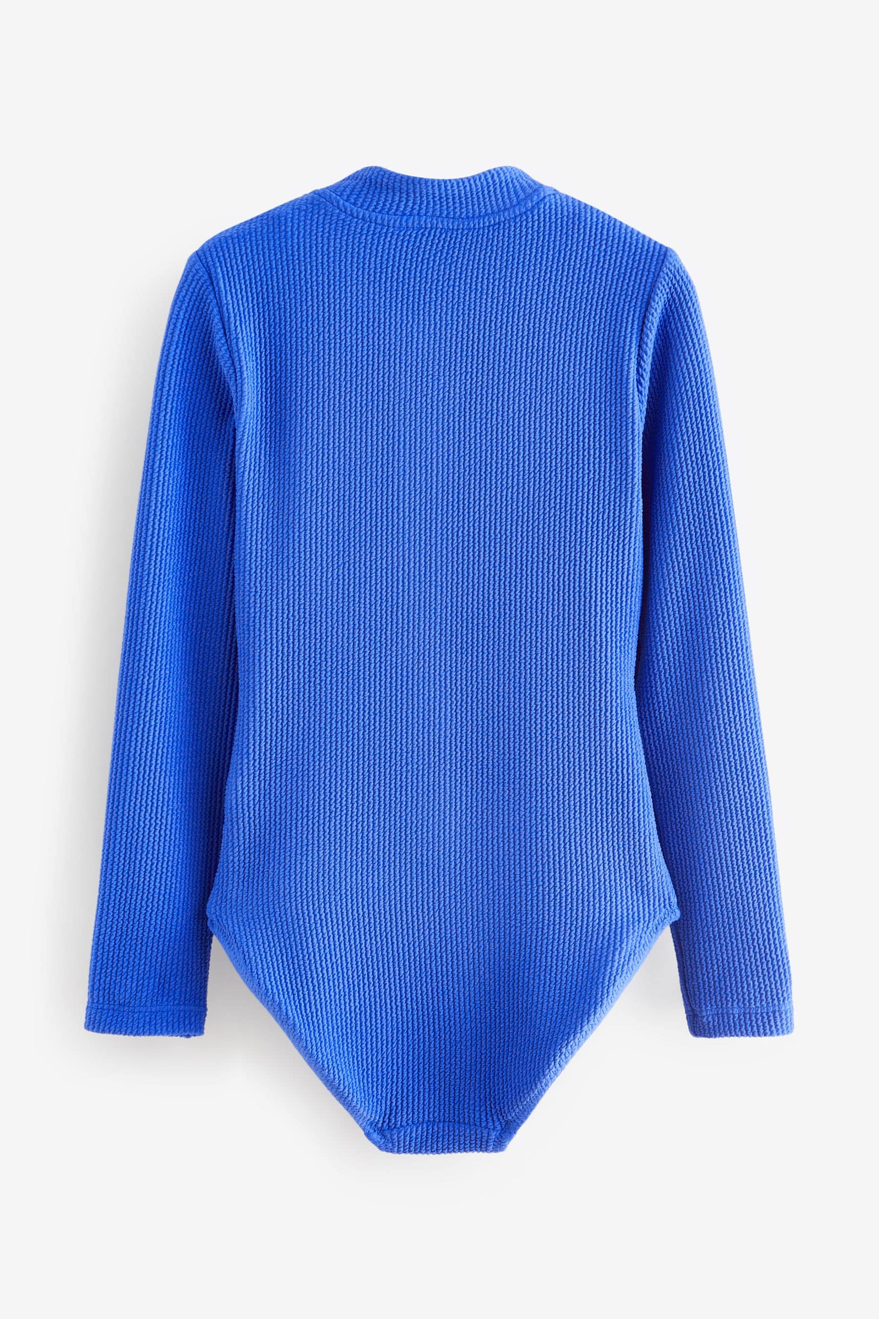 Blue Long Sleeve Textured Swimsuit (3mths-16yrs)