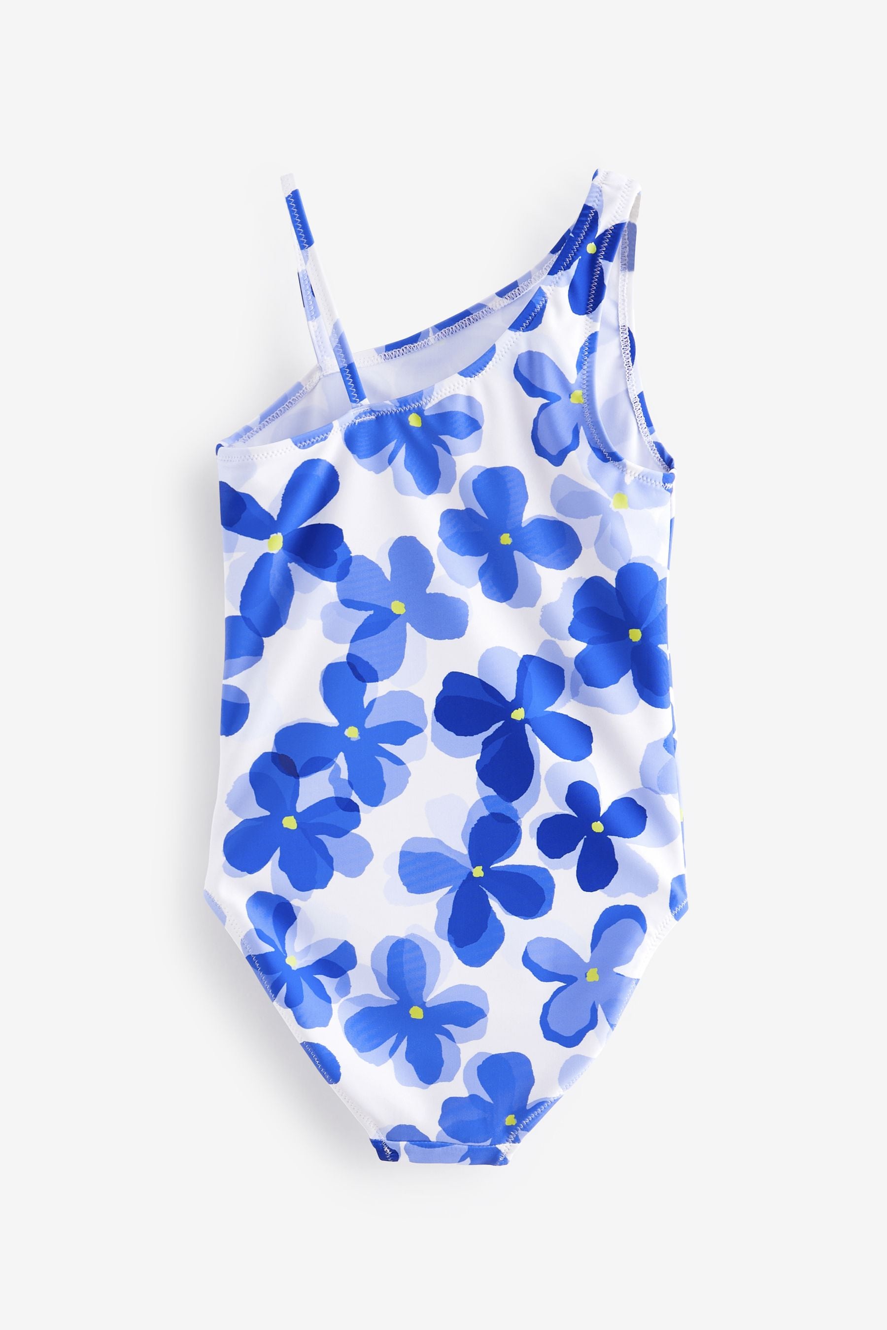 Blue Flower One Shoulder Swimsuit (3-16yrs)