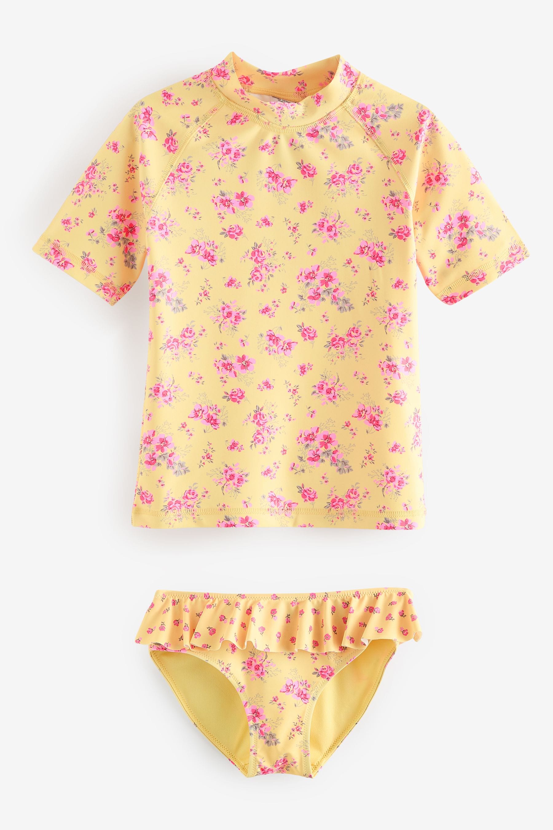 Pink/Yellow Ditsy Sunsafe Swim Set (3-16yrs)