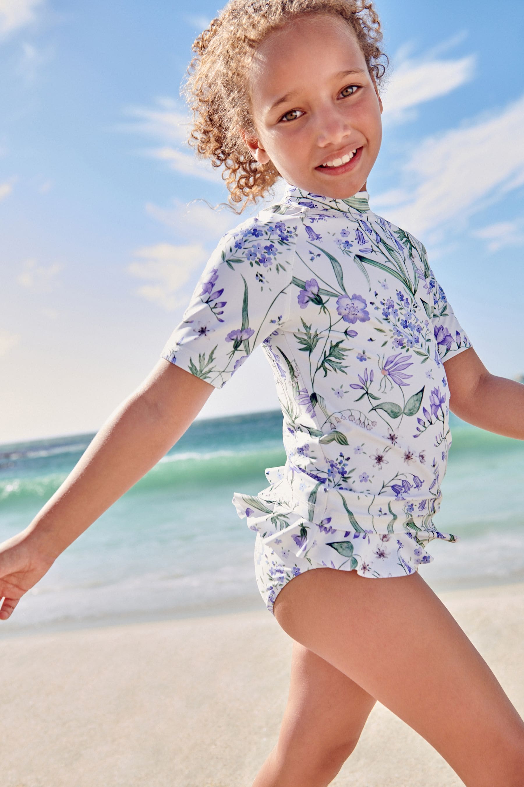 Purple Floral Sunsafe Swim Set (3-16yrs)