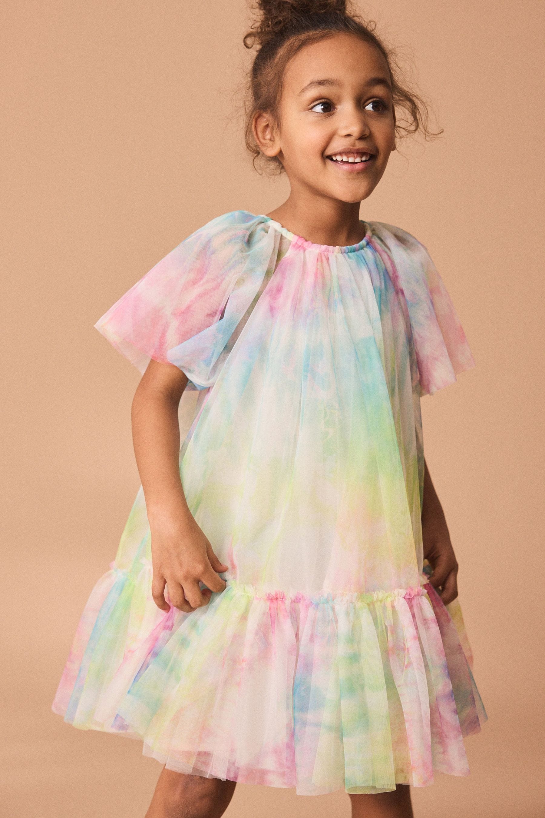 Rainbow Tie-Dye Mesh Party Dress (3mths-16yrs)