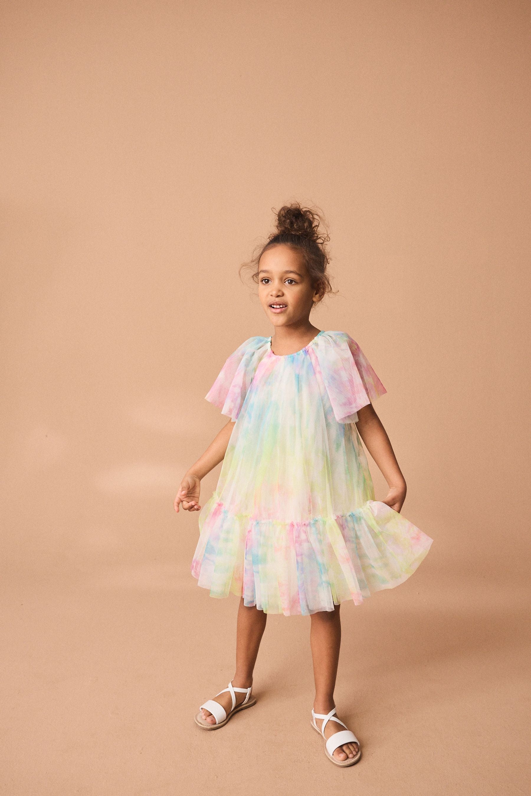 Rainbow Tie-Dye Mesh Party Dress (3mths-16yrs)