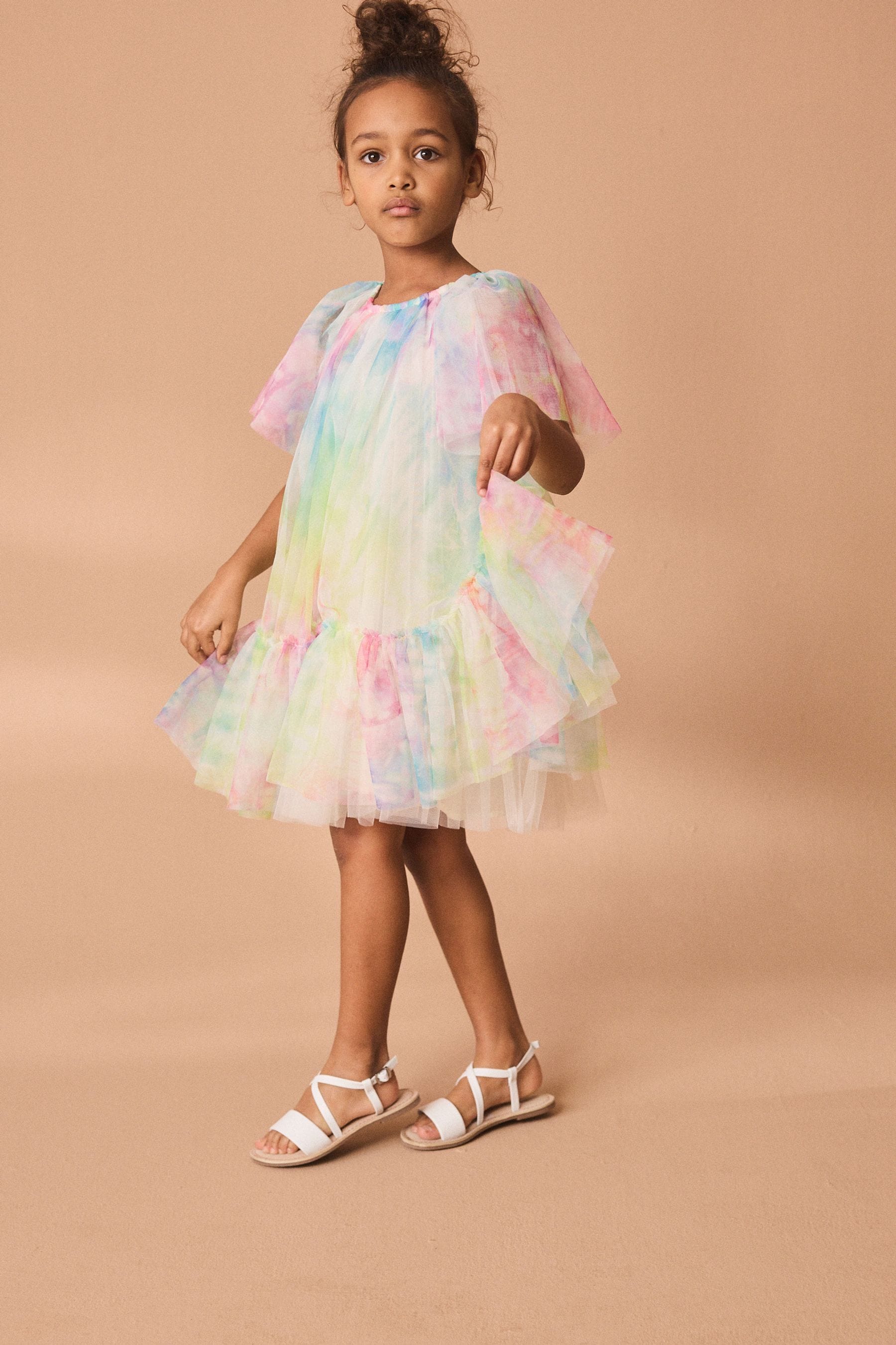 Rainbow Tie-Dye Mesh Party Dress (3mths-16yrs)