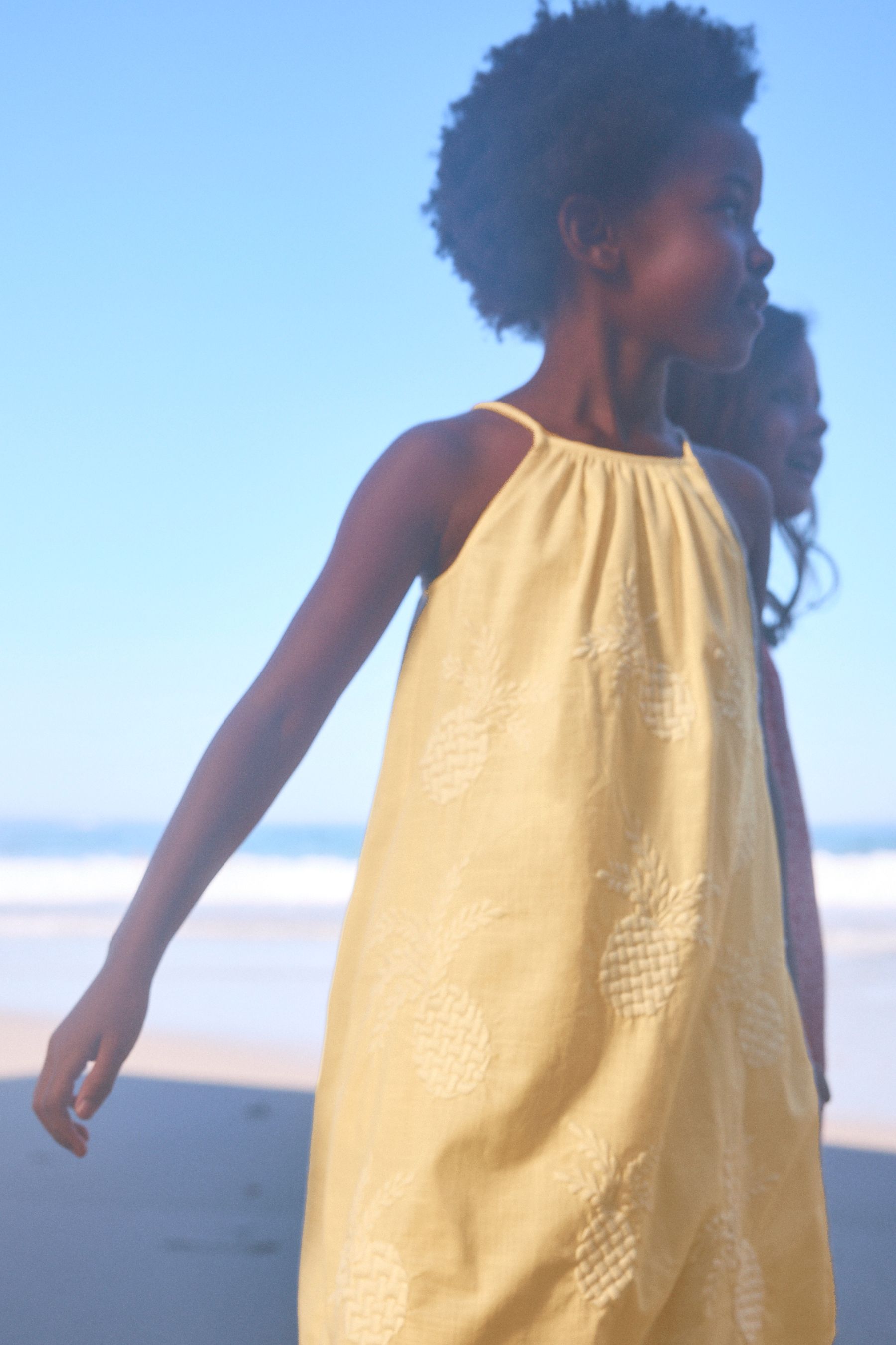 Yellow Pineapple Embroidered Dress (3-16yrs)