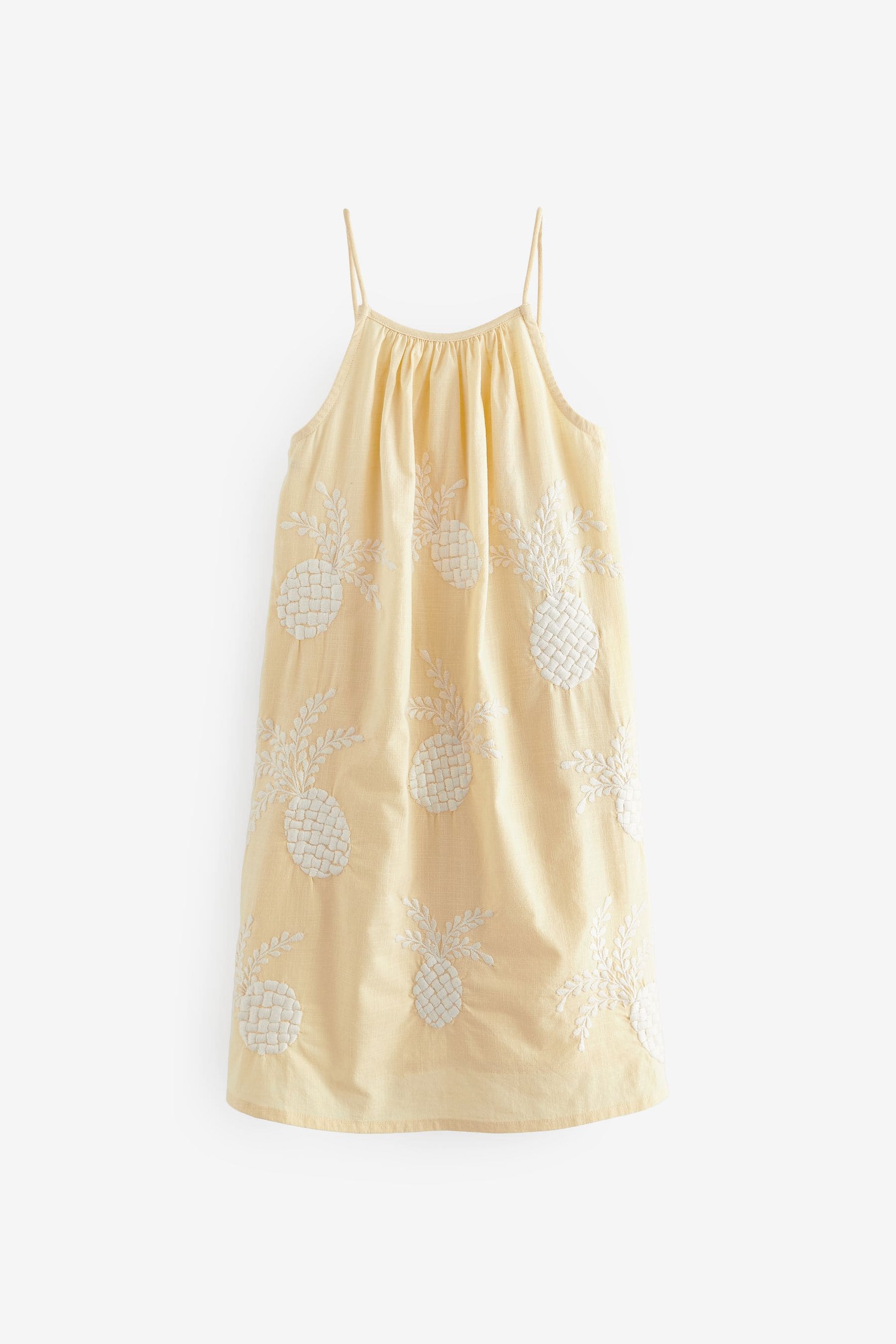 Yellow Pineapple Embroidered Dress (3-16yrs)