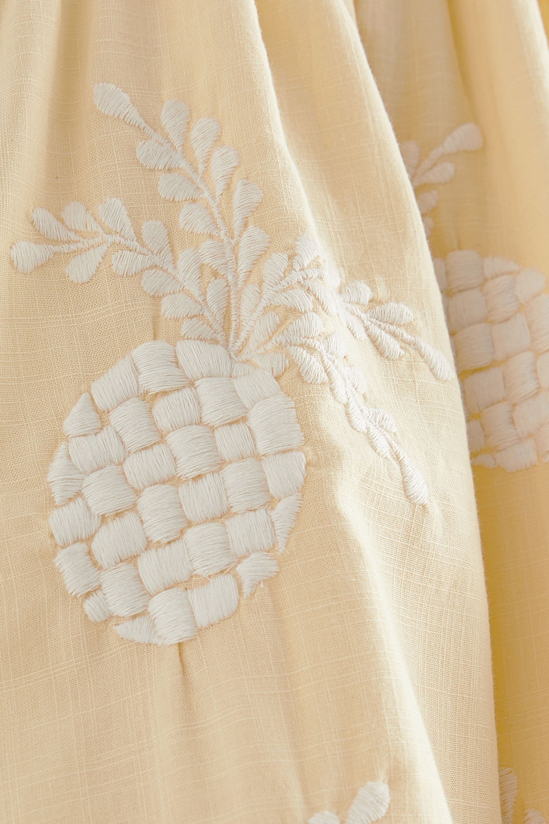 Yellow Pineapple Embroidered Dress (3-16yrs)