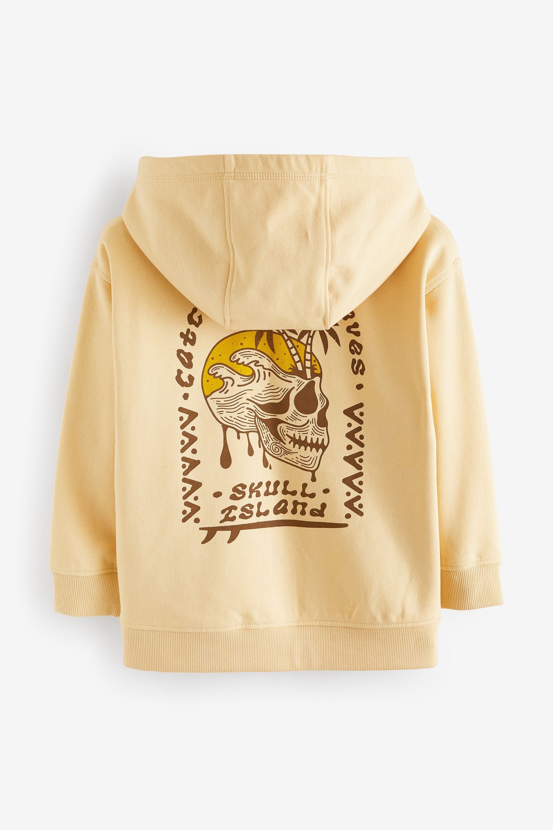 Yellow Zip Through Hoodie With Front And Back Print (3-16yrs)