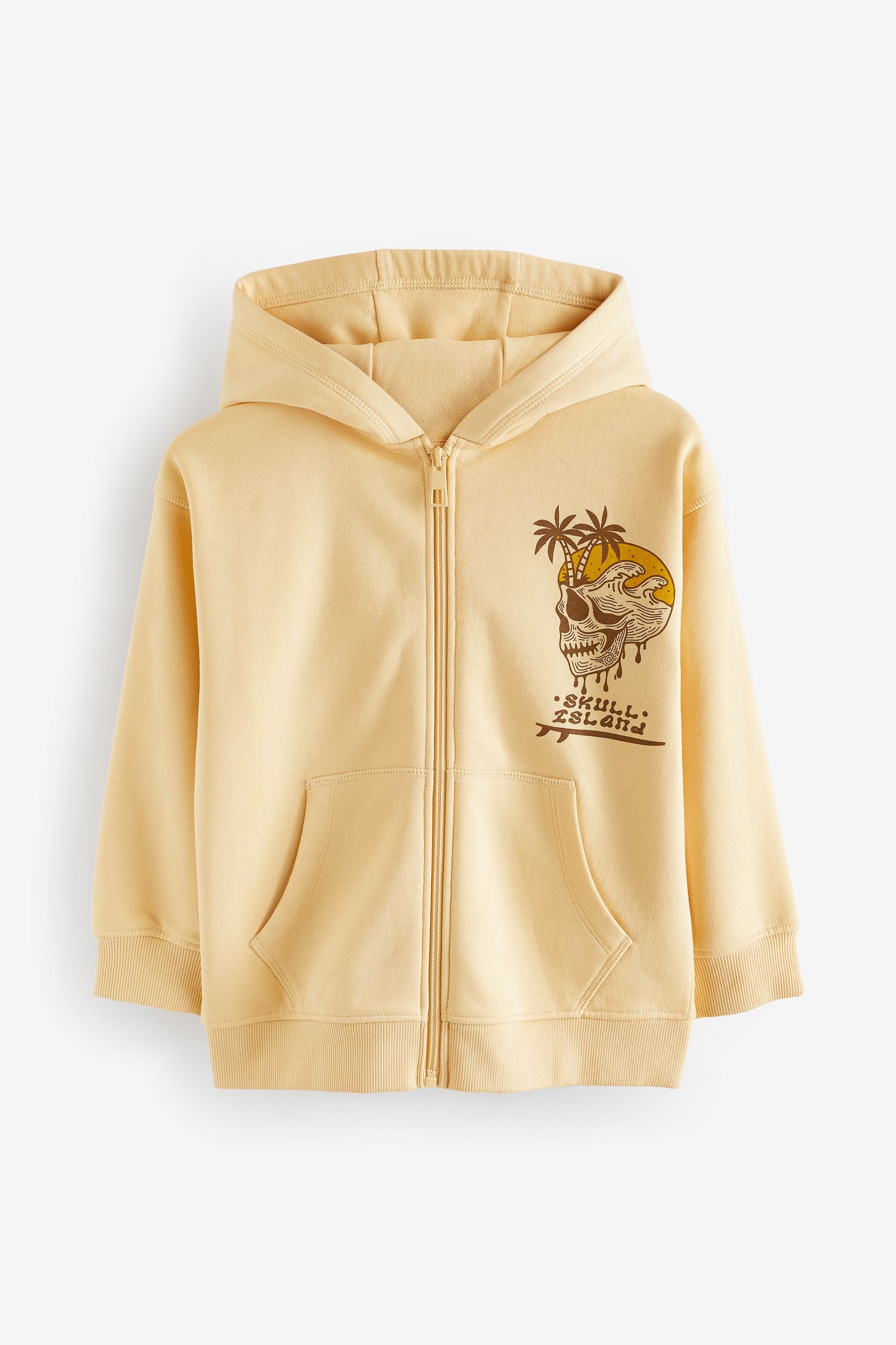 Yellow Zip Through Hoodie With Front And Back Print (3-16yrs)