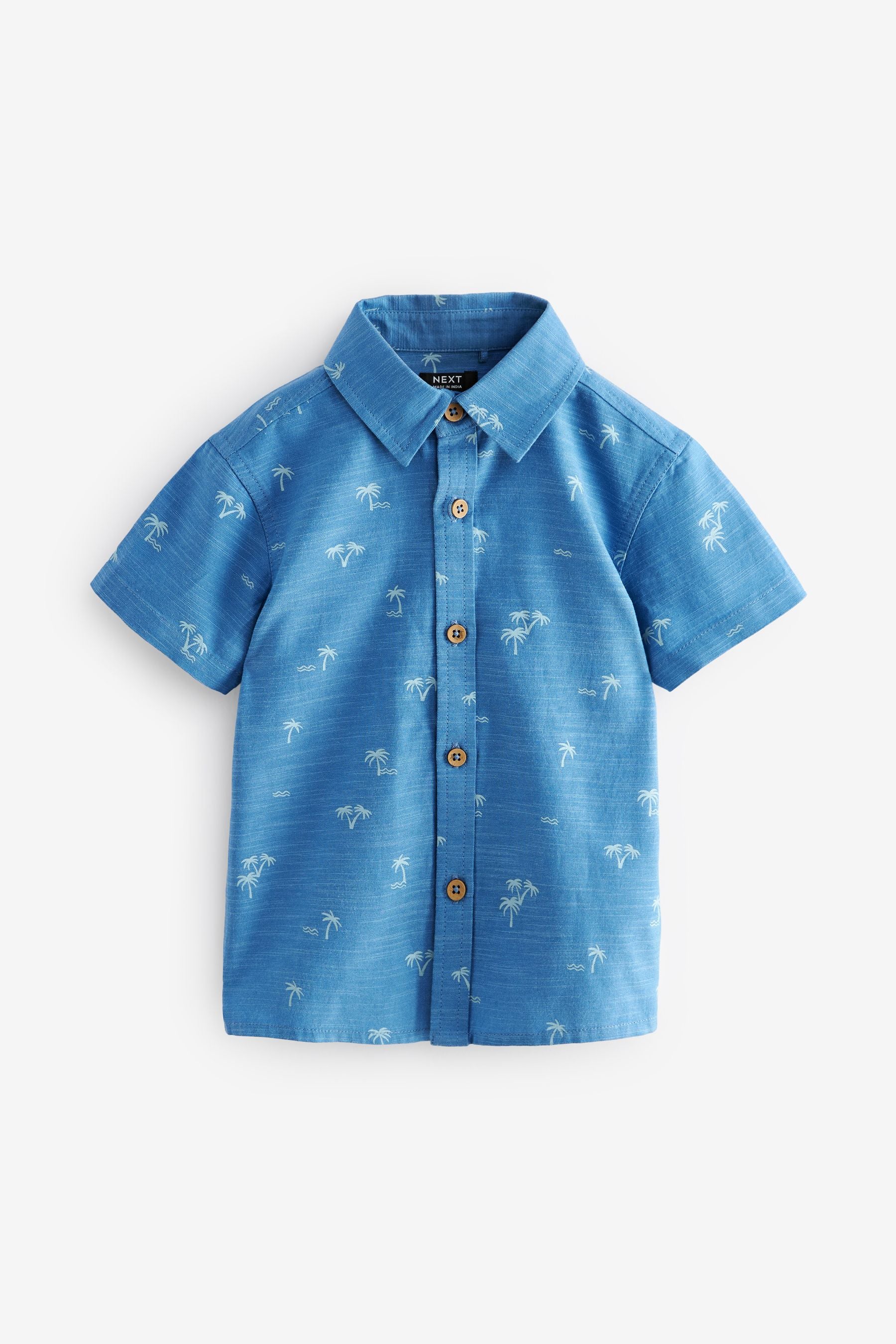 Blue Short Sleeve Printed Shirt (3mths-7yrs)