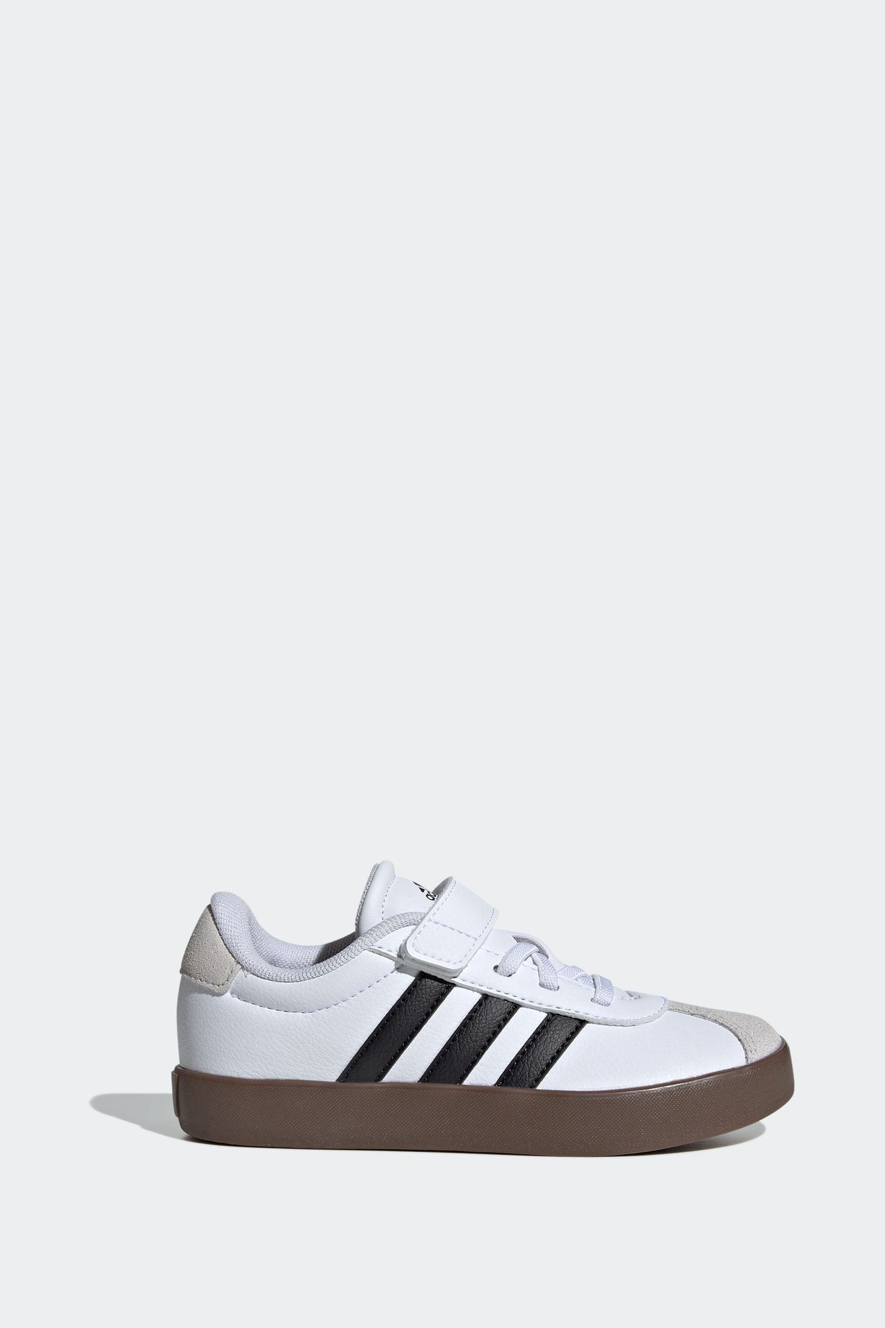 White/Black adidas Kids VL Court 3.0 Skateboarding Shoes