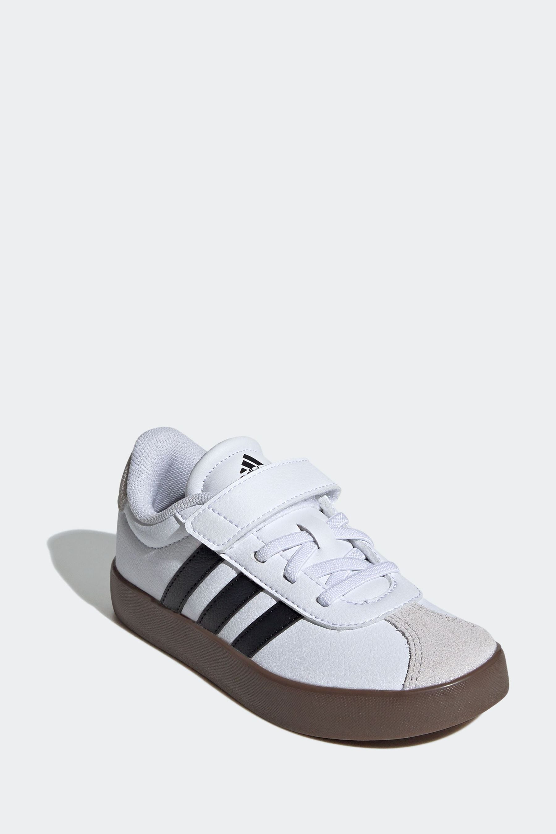 White/Black adidas Kids VL Court 3.0 Skateboarding Shoes