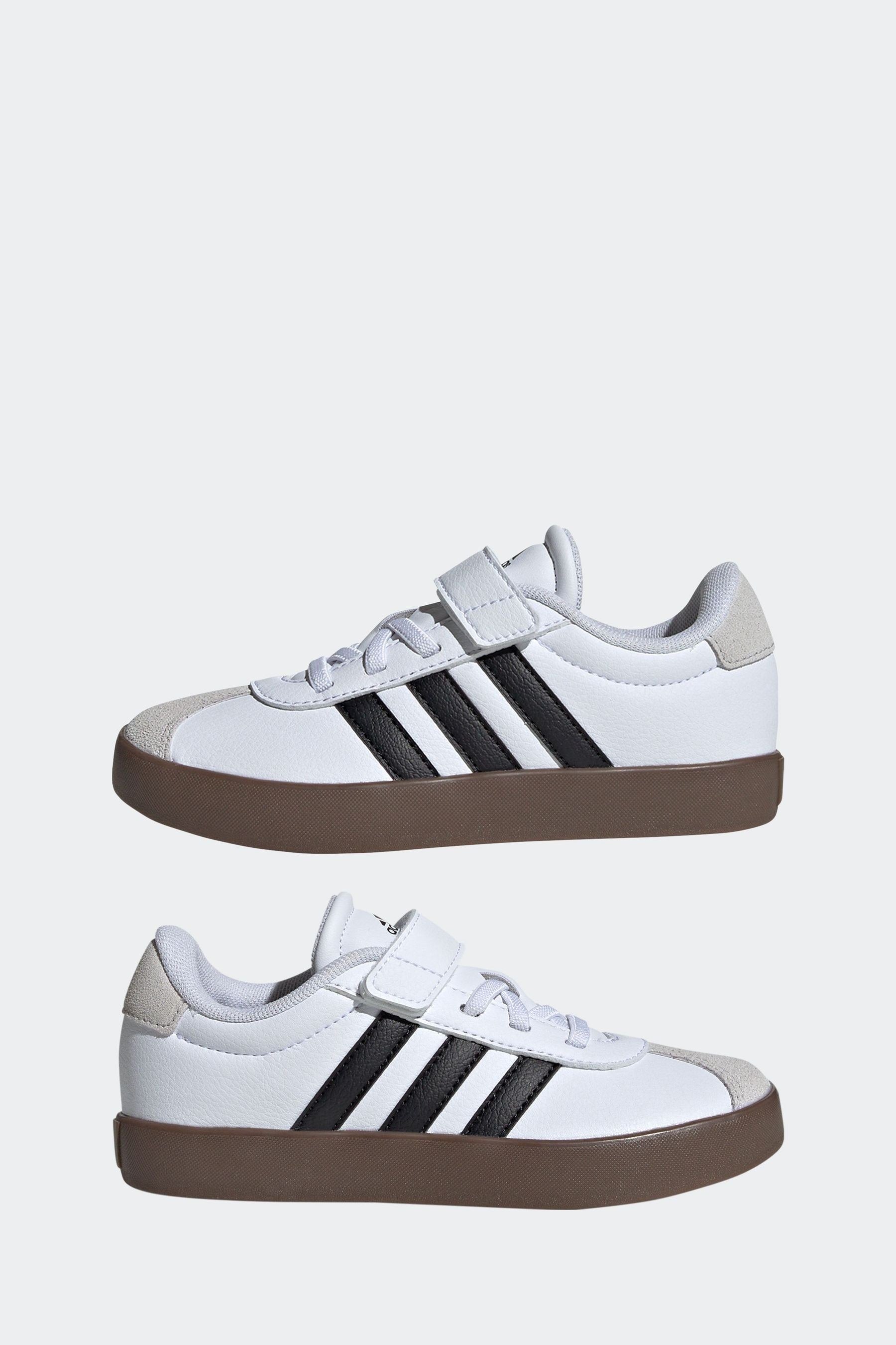 White/Black adidas Kids VL Court 3.0 Skateboarding Shoes