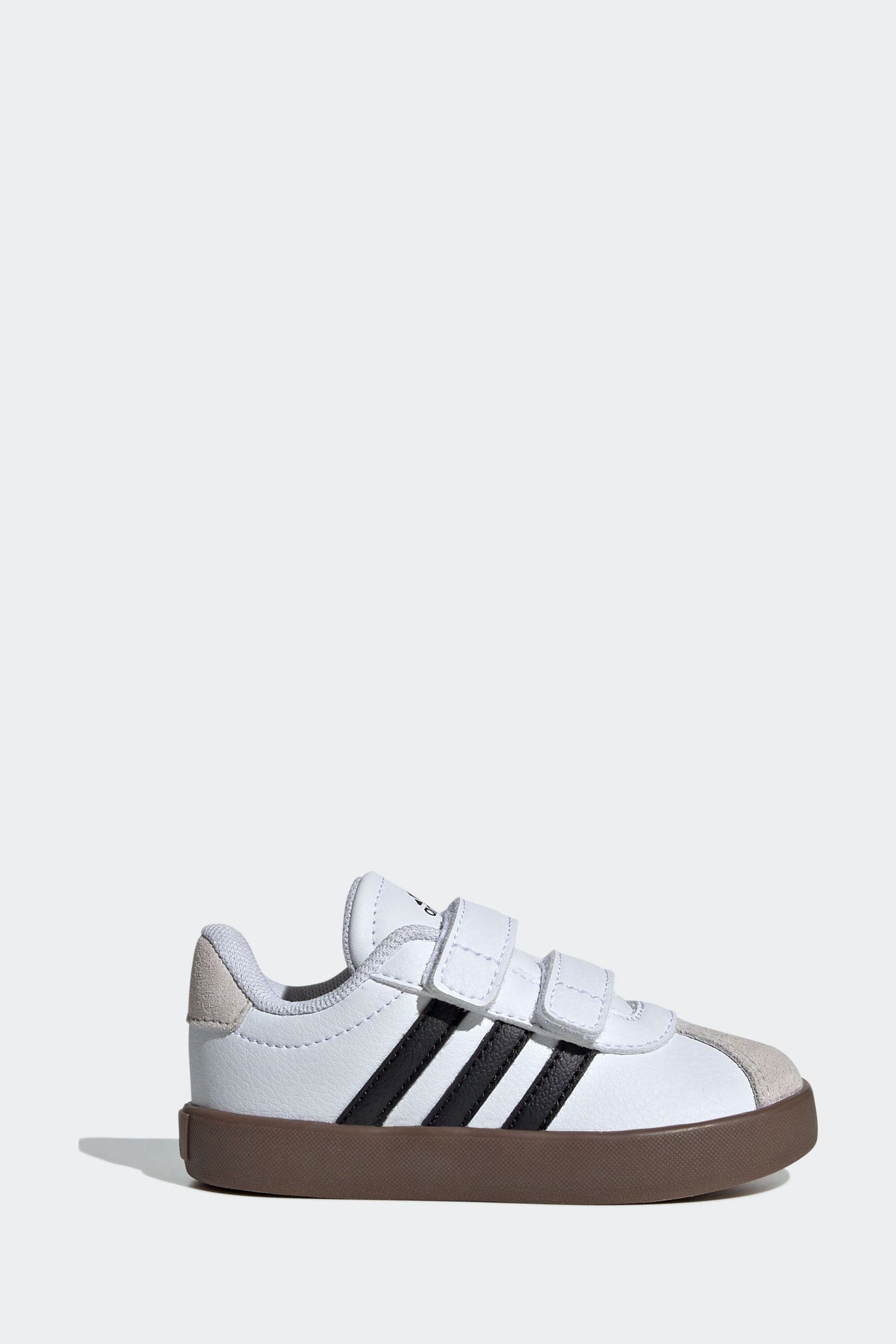 White/Black adidas Kids VL Court 3.0 Skateboarding Shoes