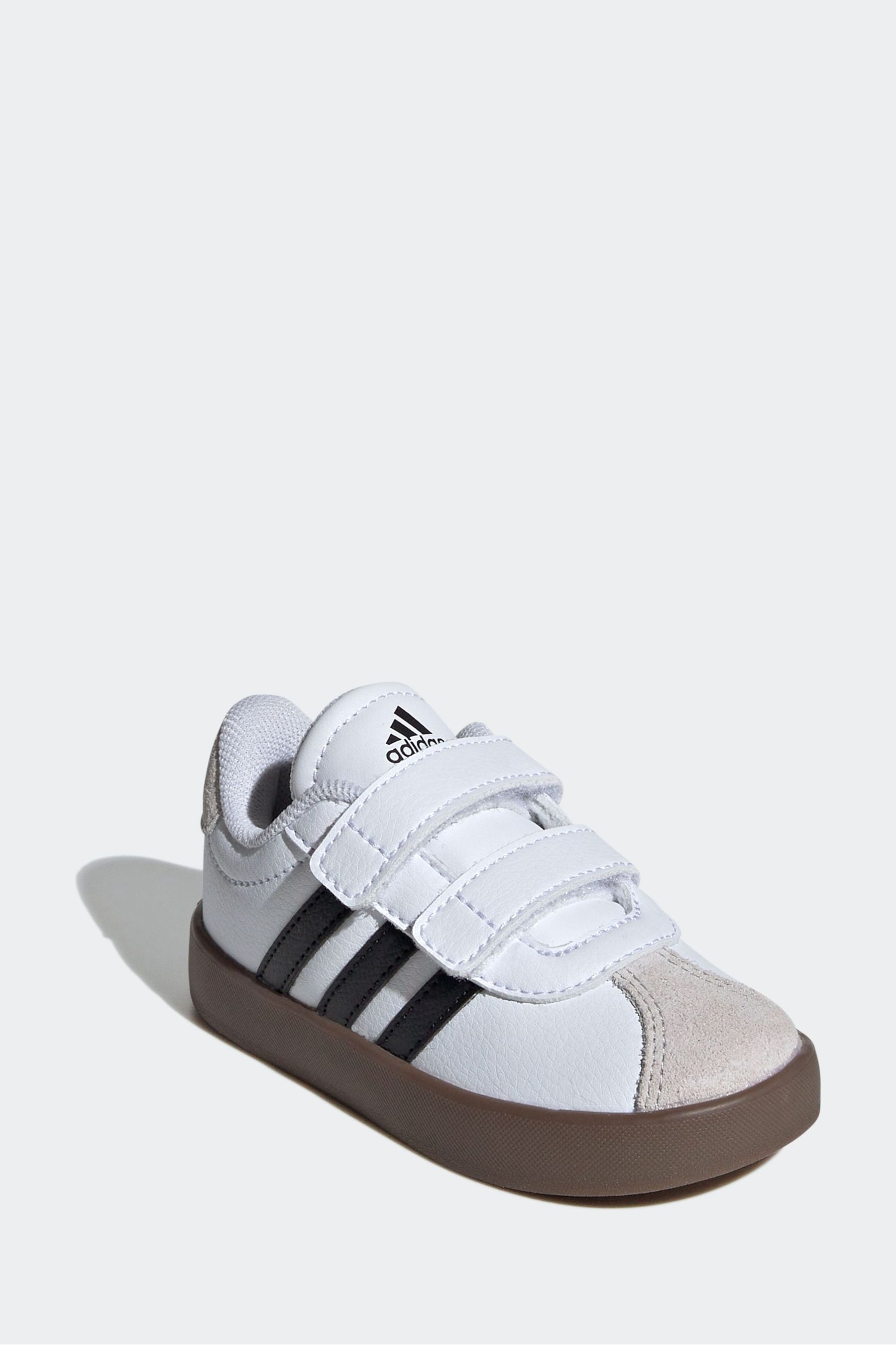 White/Black adidas Kids VL Court 3.0 Skateboarding Shoes