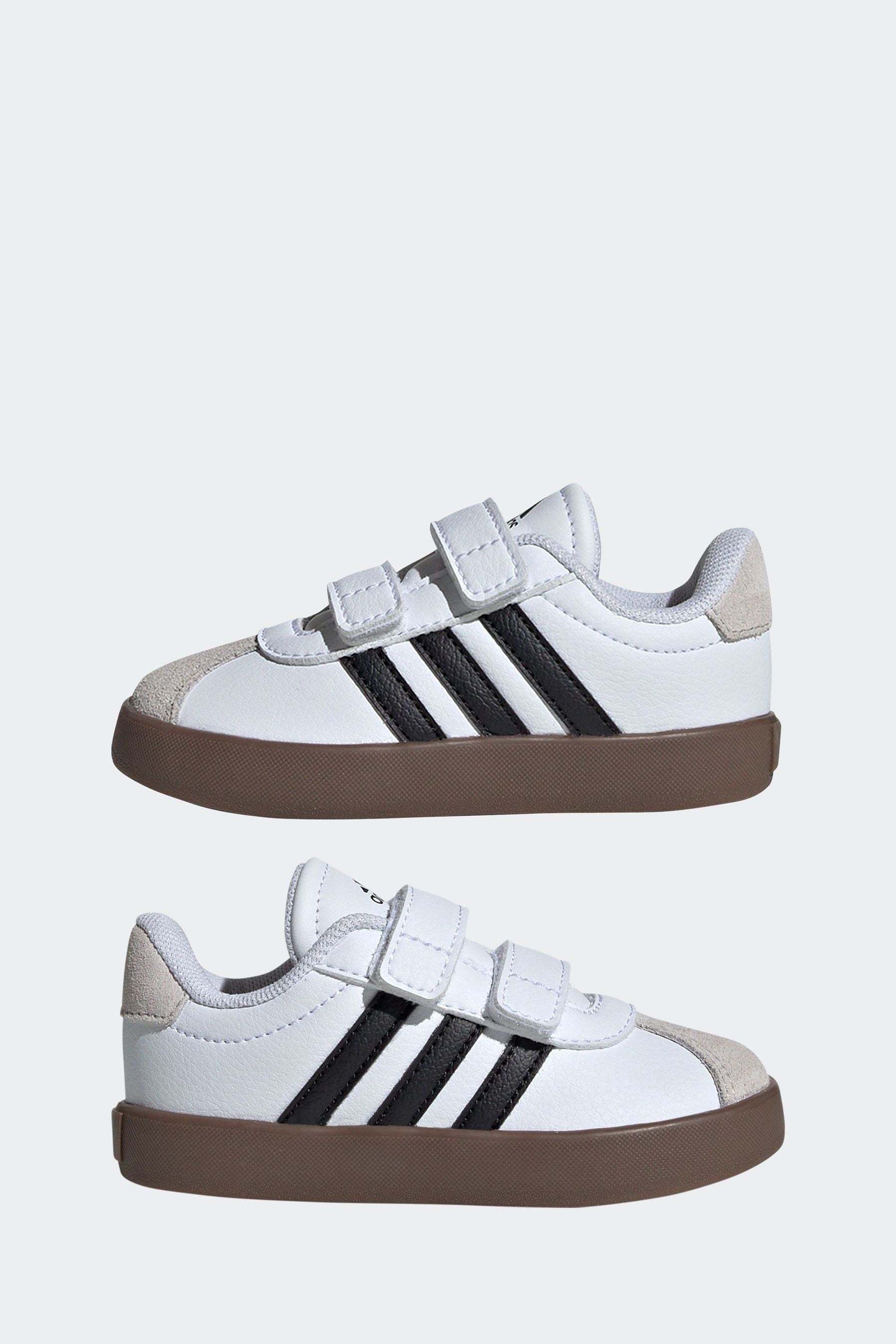 White/Black adidas Kids VL Court 3.0 Skateboarding Shoes