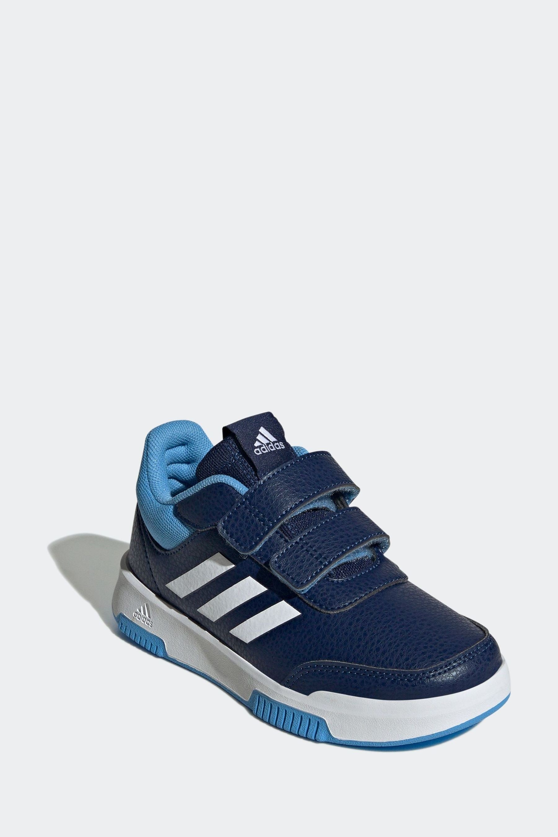 adidas Blue/White Hook and Loop Tensaur Hook and Loop Trainers