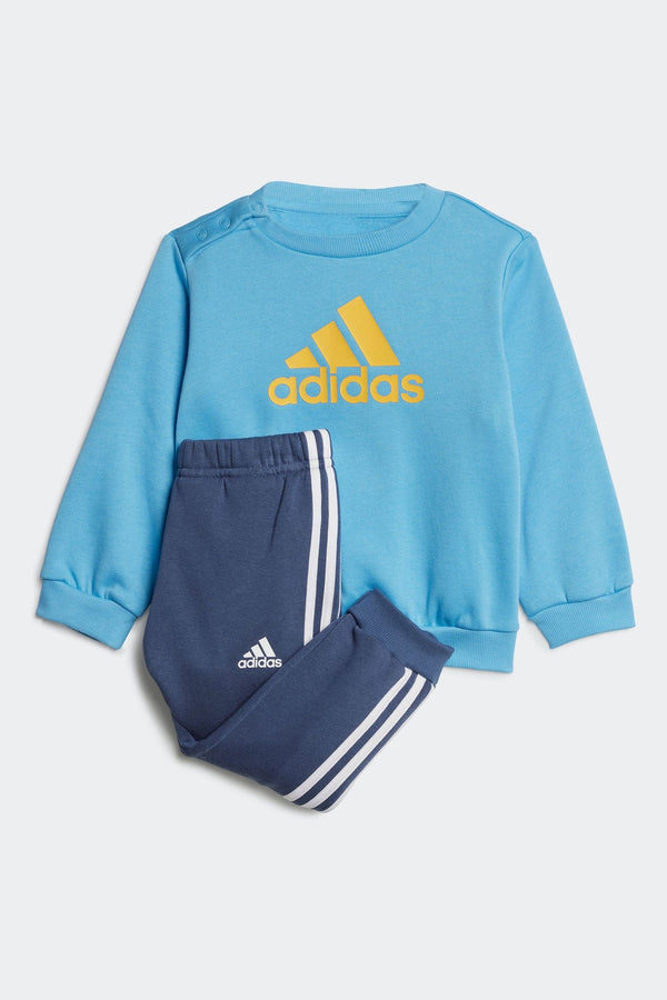 adidas Blue/Yellow Badge of Sport Joggers Set