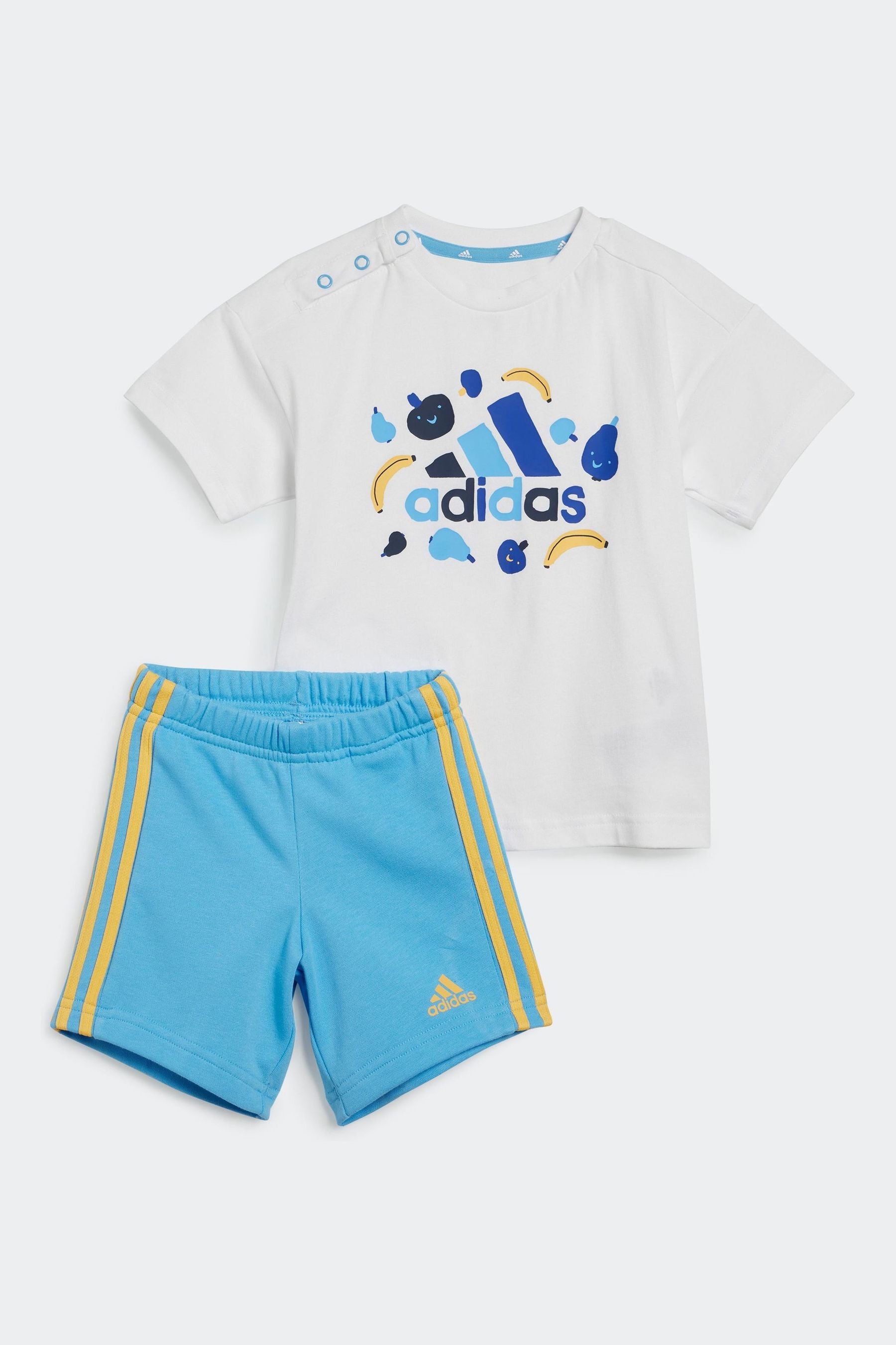 White/Blue adidas Kids Sportswear Essentials All-Over Print T-Shirts Set