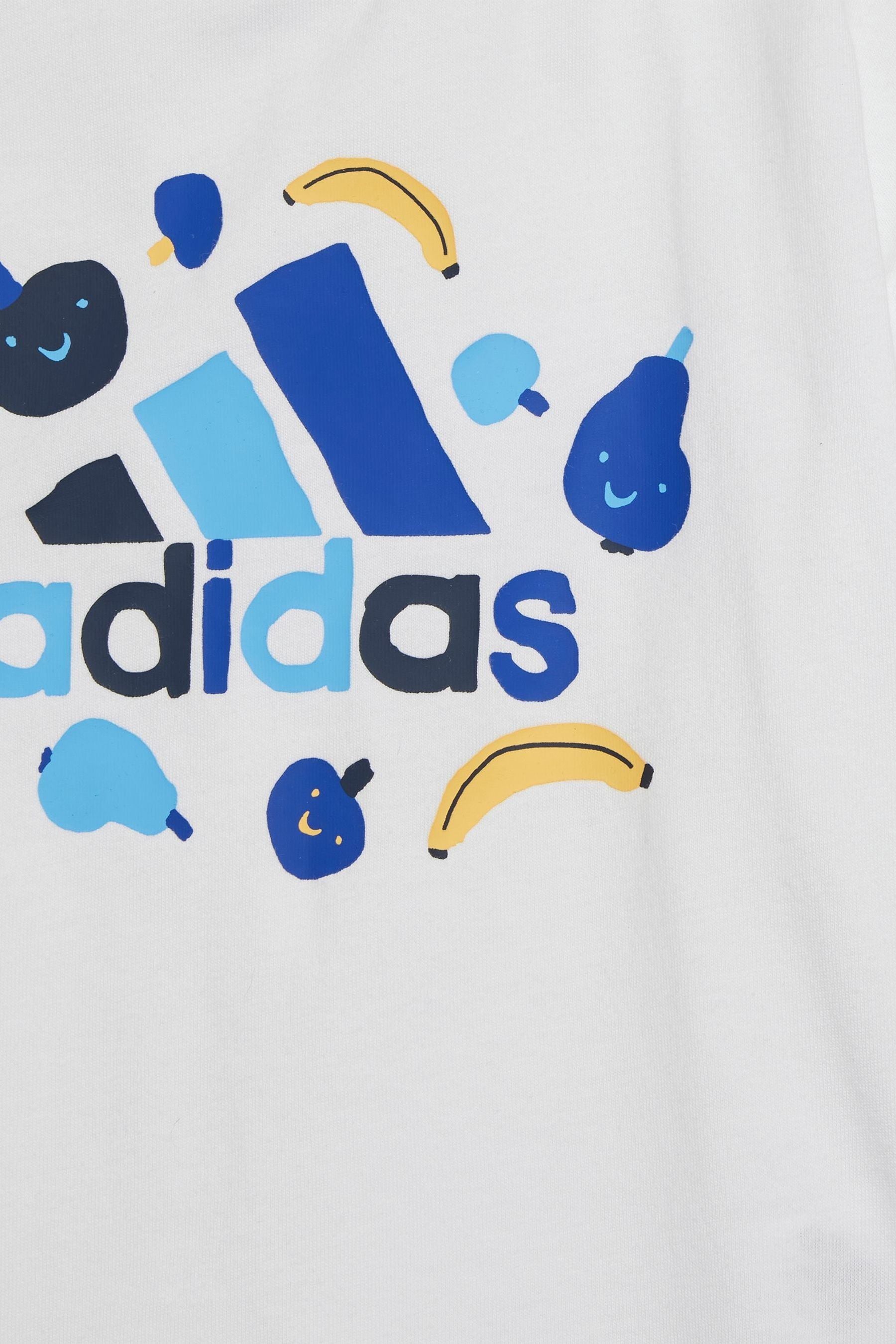 White/Blue adidas Kids Sportswear Essentials All-Over Print T-Shirts Set