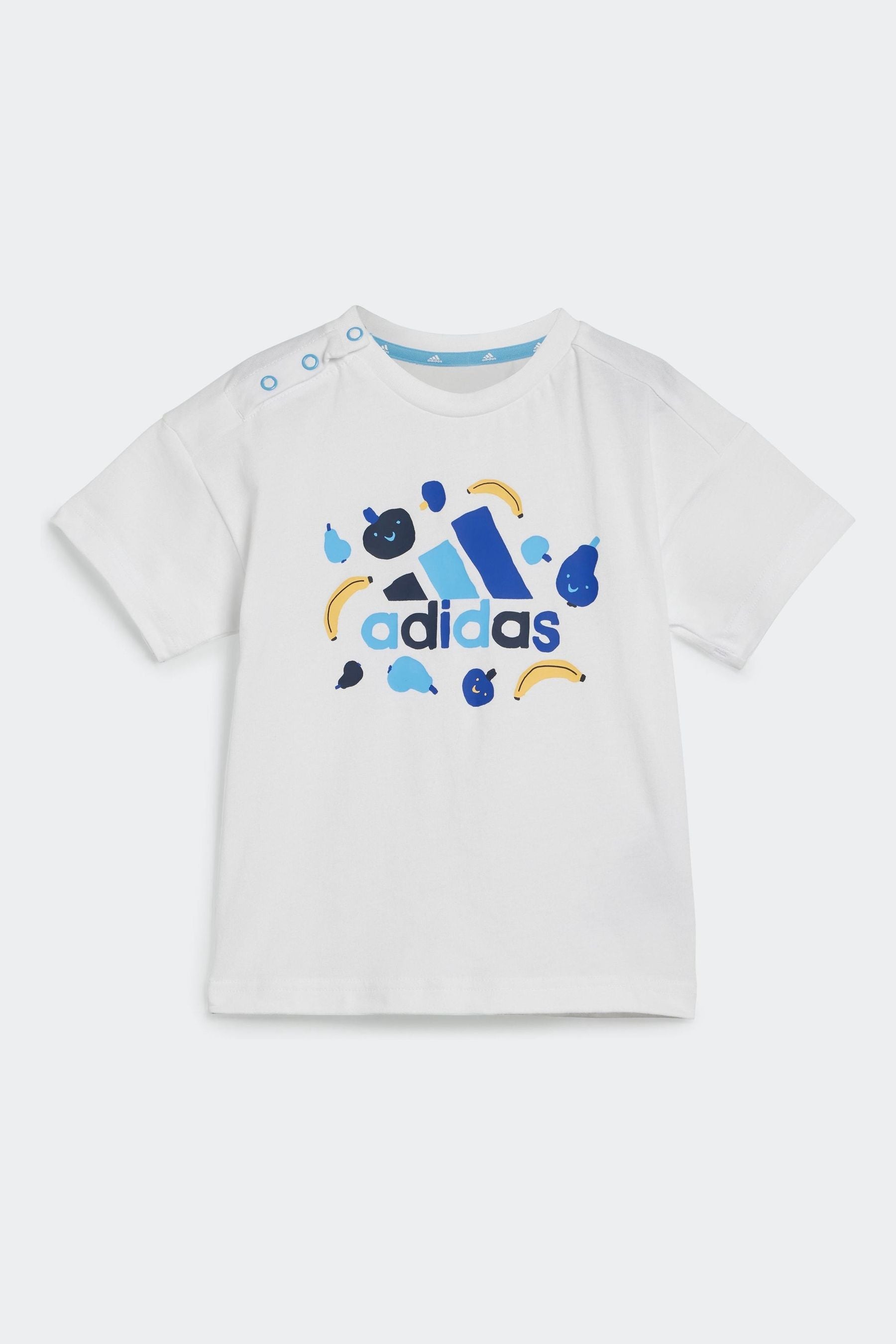 White/Blue adidas Kids Sportswear Essentials All-Over Print T-Shirts Set